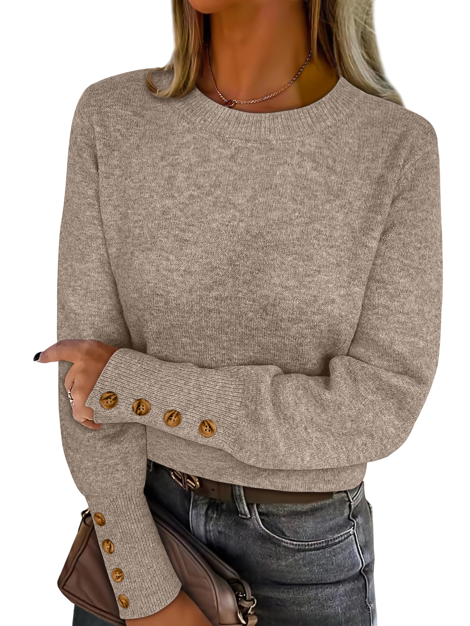 ANRABESS Sweaters for Women Long Sleeve Crewneck Casual Loose Wool Blend Soft Knit Pullover Tops 2025 Fall Fashion