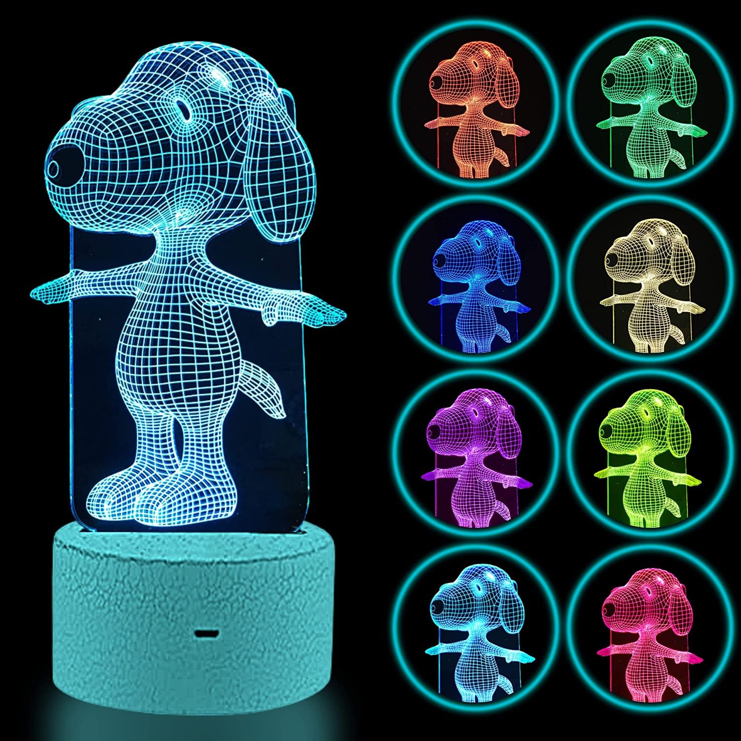 Dog Animal 3D Lamp Night Light Touch Table Desk Lamps 7 Color Changing Lights with Acrylic Flat ABS