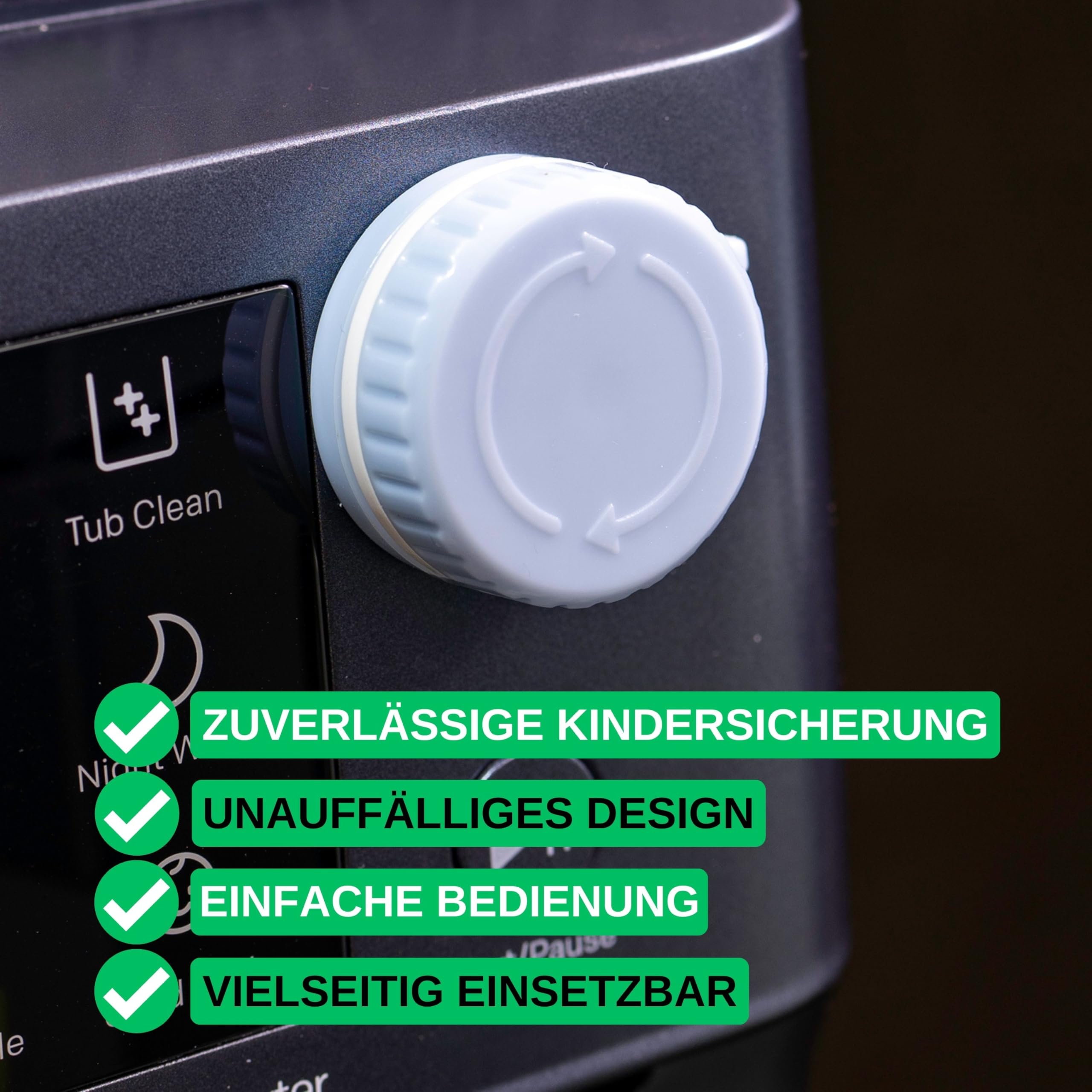 Osłona na guziki, zabezpieczenie przed dziećmi, 2 sztuki, do guzików Ø 25 x 5 mm, niebiesko-białe, do przyklejania, na przyciski do kuchenki, przycisk start-stop, zmywarka, pralka, kuchenka