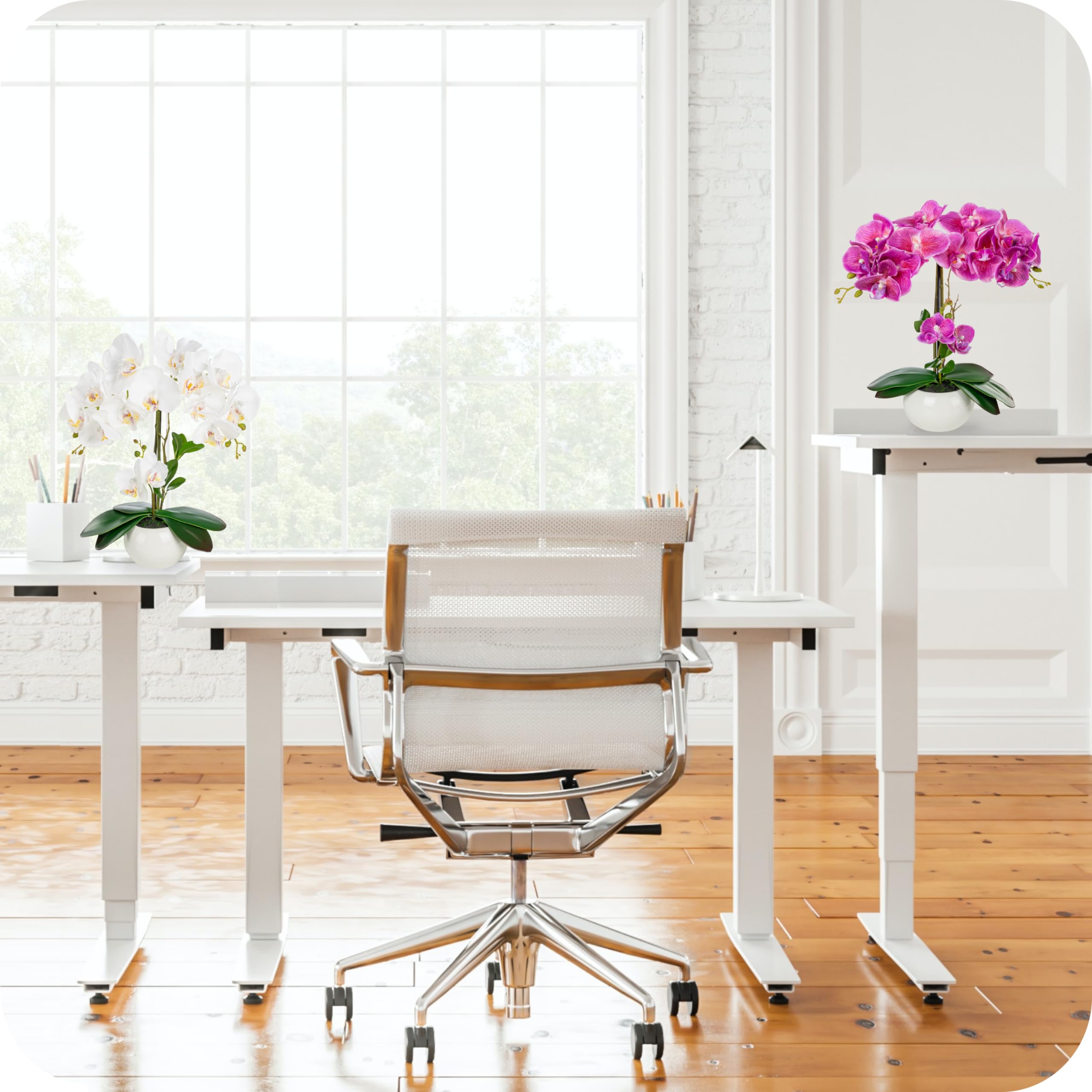 PASCH® Zestaw 2sztucznych orchidei w ceramicznych doniczkach o wysokim połysku (40 cm) | sztuczne kwiaty w doniczce