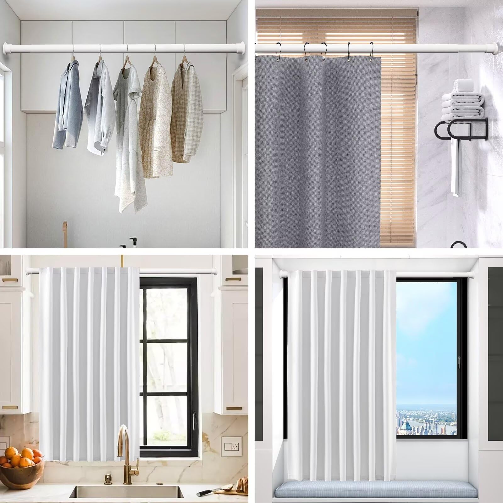 1 Asta Per Doccia, Asta Per Vestiti In Acciaio Inox Senza Foratura - Foto 7