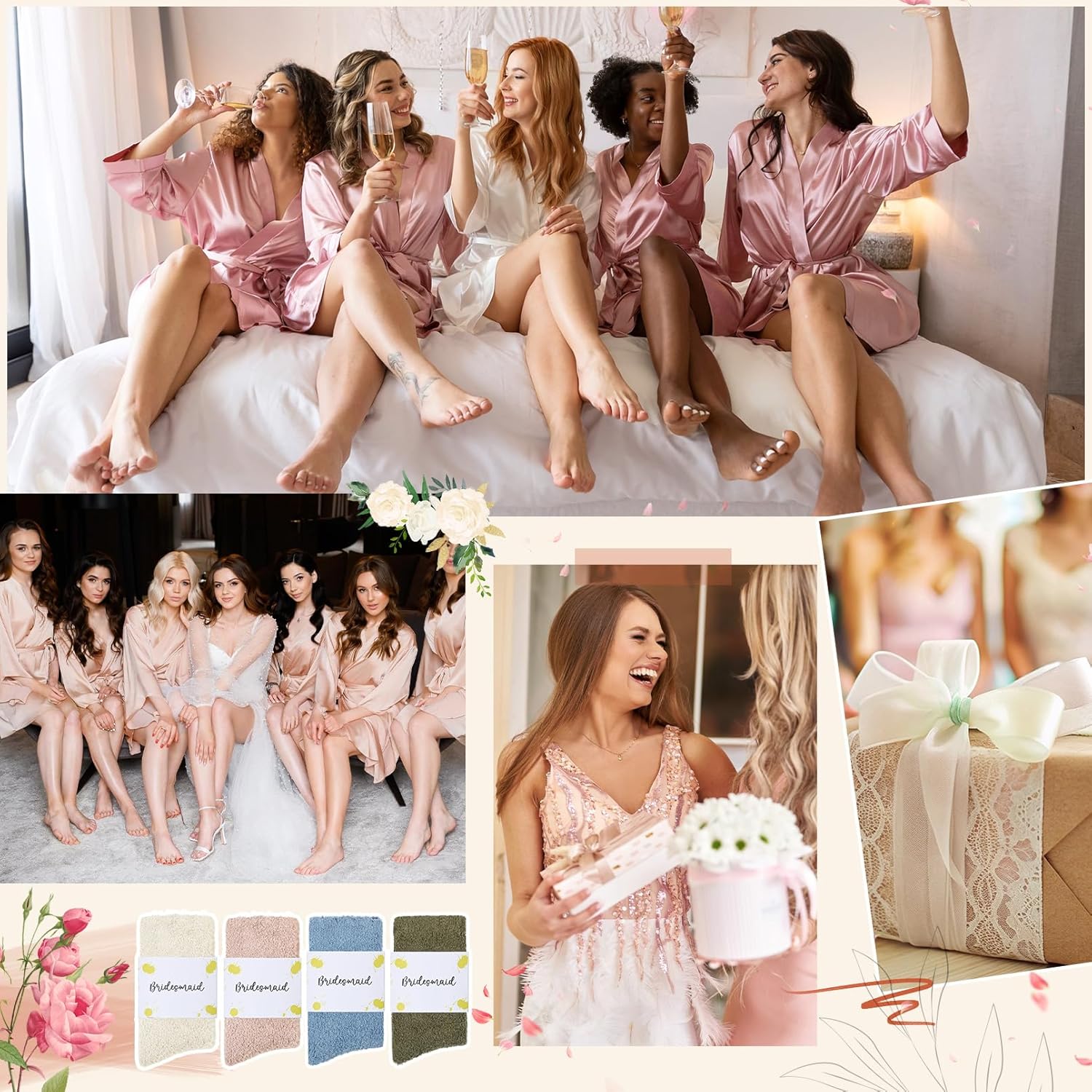 6 Pairs Fuzzy Socks Bridesmaid Proposal Gifts Set Cozy Soft Slipper Socks Wedding Party Favors for Women - Image 7