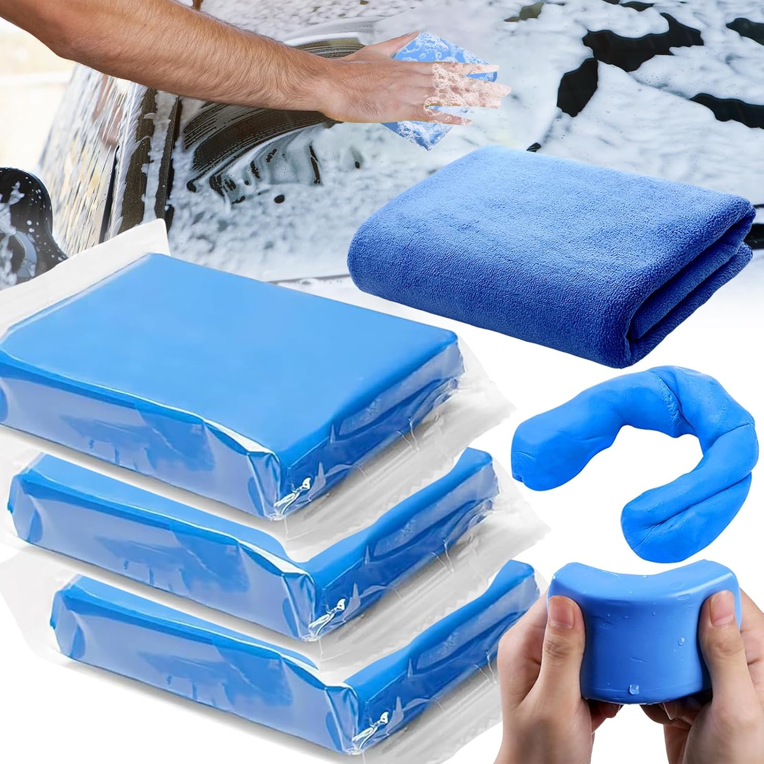 Kit Lavaggio Auto: 2 Guanti In Microfibra + 1 Asciugamano - Super Assorbente