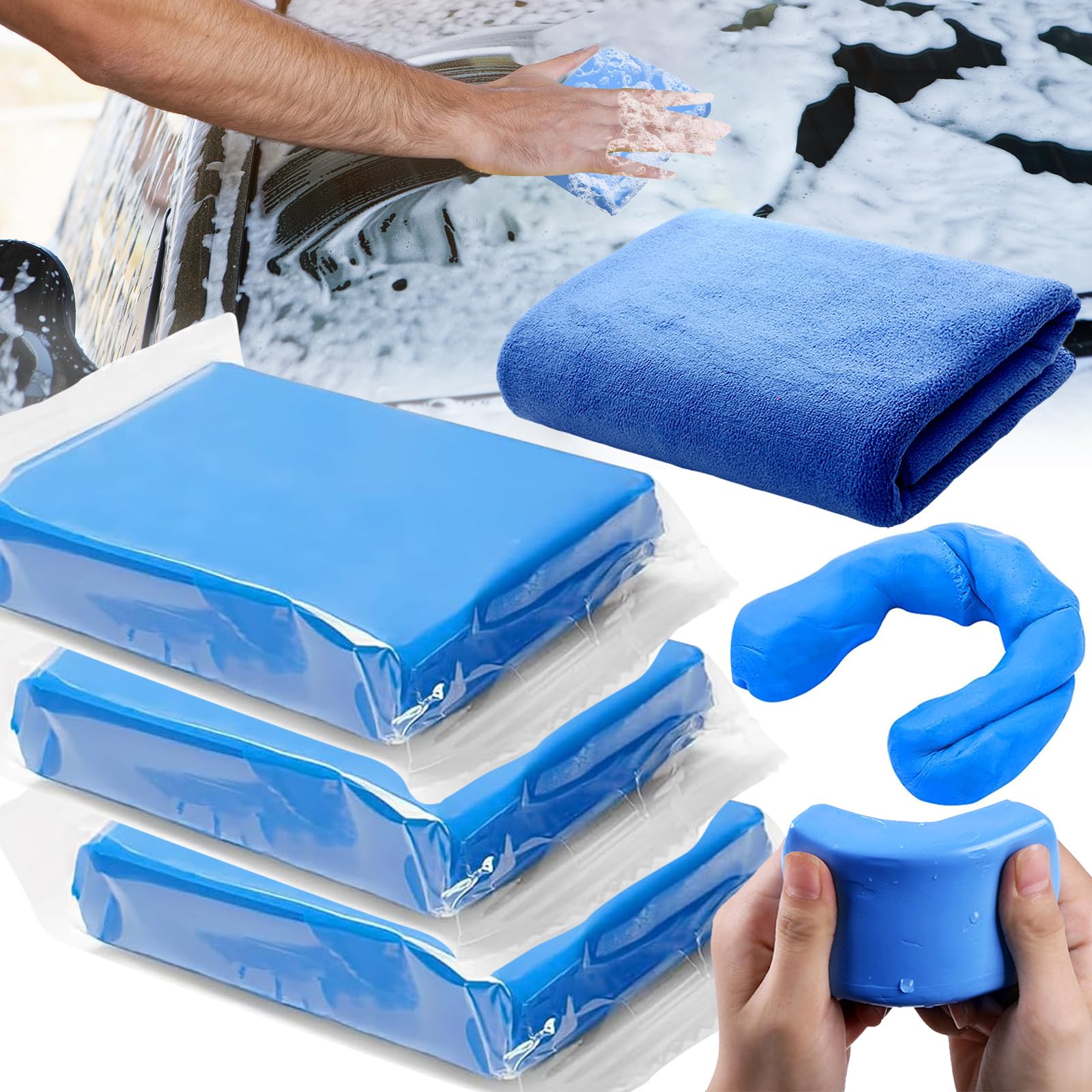 Kit Barre Di Argilla Per Auto - 3 Barre Da 100g Con Guanto E Asciugamano In Microfibra D 174940
