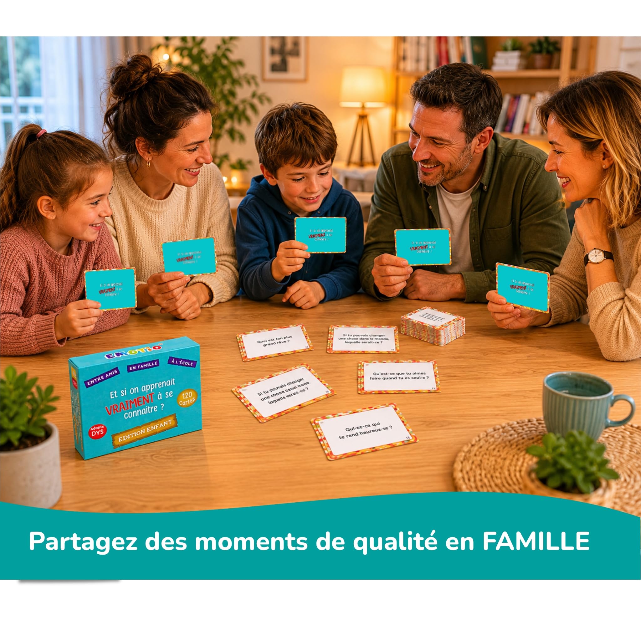 120 Questions pour Apprendre à se connaître et créer des Liens Famille et Ecole | Créé par Une Psychologue | Fabriqué en France | à partir de 5 Ans