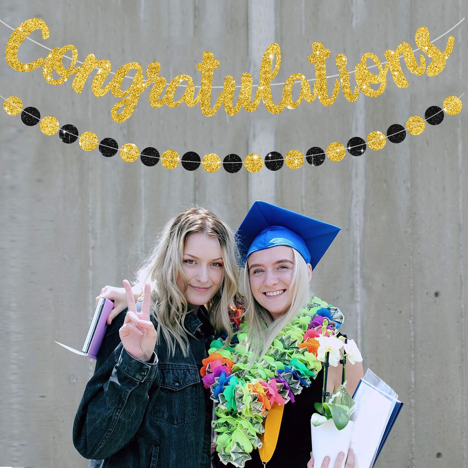 BEISHIDA Gold Congratulations Banner(NO-DIY),2024 Graduation Banners, Grad Congrats Class of 2024 Party Supplies,Garland for Congratulation Graduation,Wedding,Retirement Party Decor 3