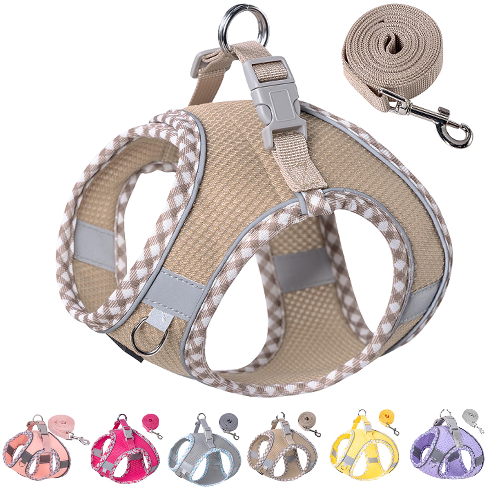 Petank Dog Harness for Small Medium Dogs No Pull, Puppy Harness and Leash Set for Walking, Running, Training, Small Dog Harness, Medium Dog Harness (Brown, L)