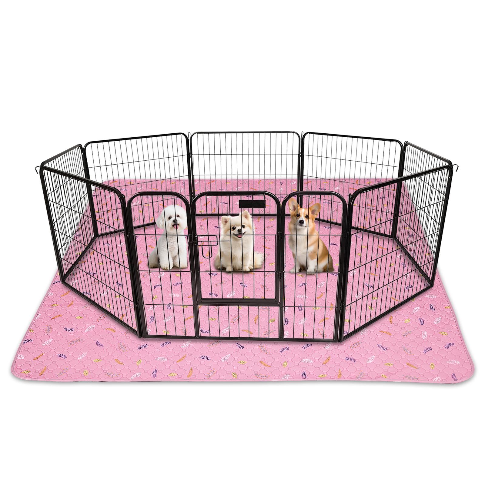 Sunheir Washable Pee Pads for Dogs 72"x72", Extra Large Reusable Puppy Pads Pet Training Pads for Dog Playpen, Waterproof Pee Pads for Puppy Playpen, Whelping Pad, Dog Playpen Indoor - Pink