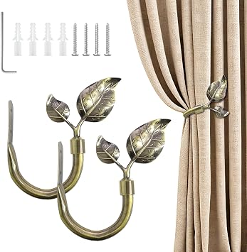 COCIVIVRE 2 Pack Curtain Holdbacks, Leaf Shaped Curtain Hooks for Wall