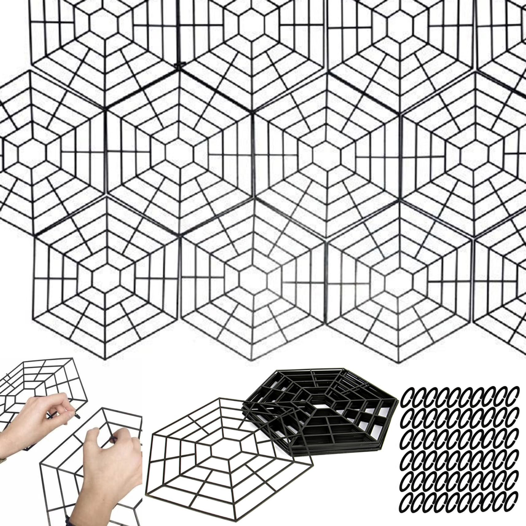 Netting de estanques, 20 piezas/set Hexagonal Pond Guard Cover Cover, Nylon Pond Net, accesorios de estanques protectores para cuervos resistentes a las garzas, cubiertas de estanques para estanques