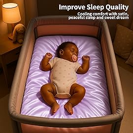 Satin Bassinet Sheet, Great for Baby Hair, Soft Silk Feeling Sheet for Rectangle Cradle Bassinet Mattress Pad, for Girls Gift Newborn and Infant(Purple)