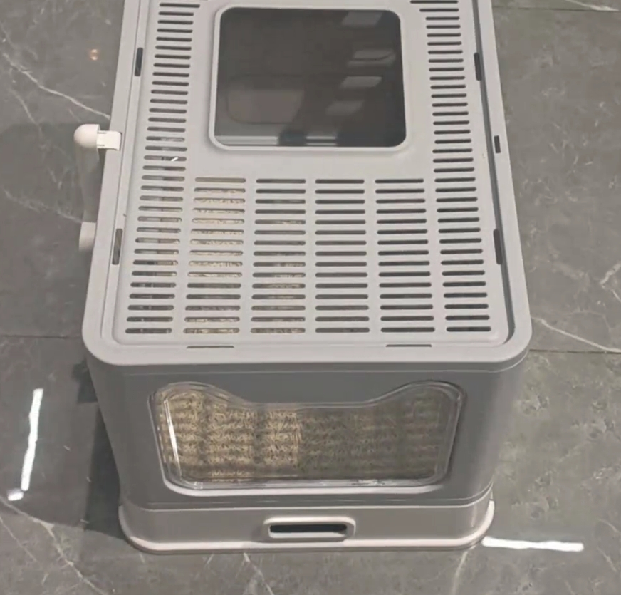 Stainless Steel Foldable Litter Box with Lid,Enclosed Cat Litter Box,Front Entry Top Exit Kitty Litter Box,Large Litter Box with Cat Litter Scoop, for Small to Large Sized Cats(Gray) - image 7