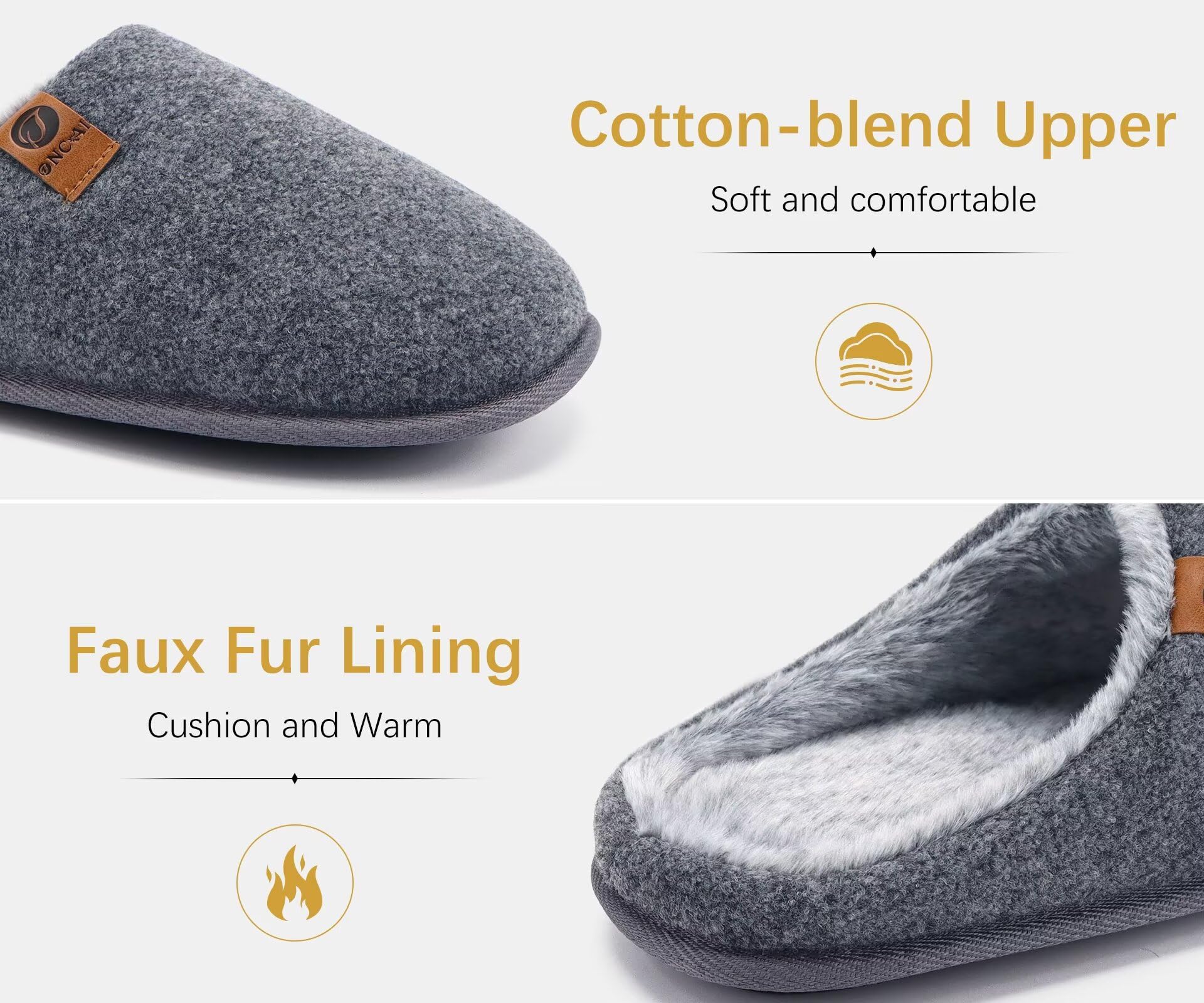 ONCAI Pantofole da Uomo Invernali, Comoda Memory Foam Calde Scarpe da Casa in Lana Con Suola Antiscivolo Taglia 40-49 EU