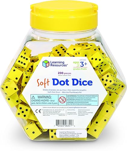 Miniatura 7 de Learning Resources Juego de 200 cubos de dados suaves suministros de aula o escuela en casa a partir de 3 años