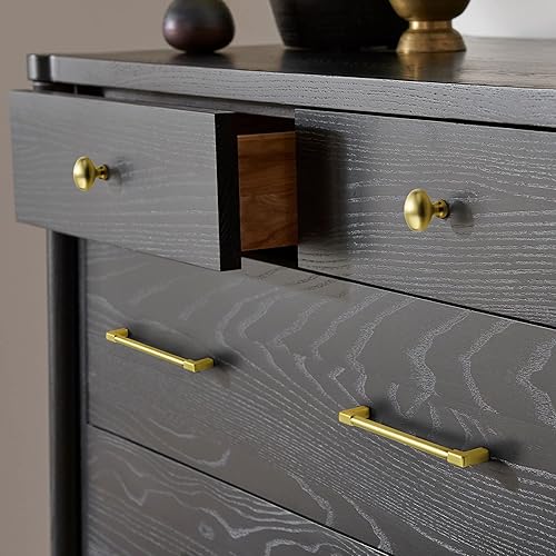 Miniatura 5 de TUNNY Paquete de 10 manijas clásicas sólidas para gabinete, 6.3 pulgadas6.299 in de espacio entre tornillos, manijas de muebles cepilladas de oro