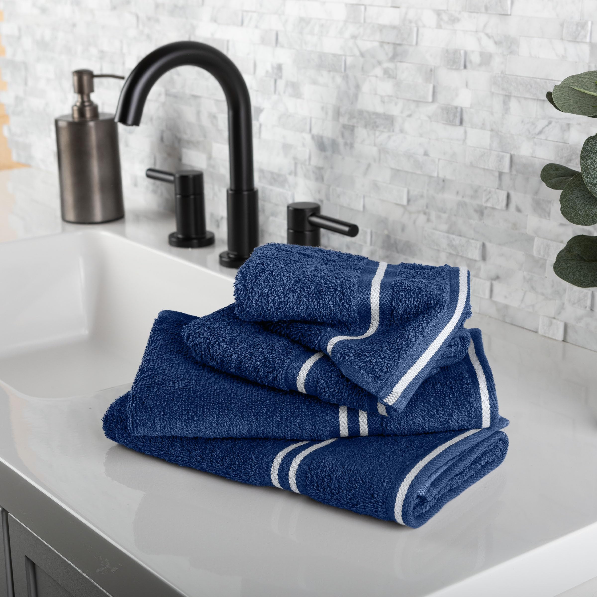 BEDFORD HOME Rio - Set di 8 asciugamani in cotone, colore: Blu navy