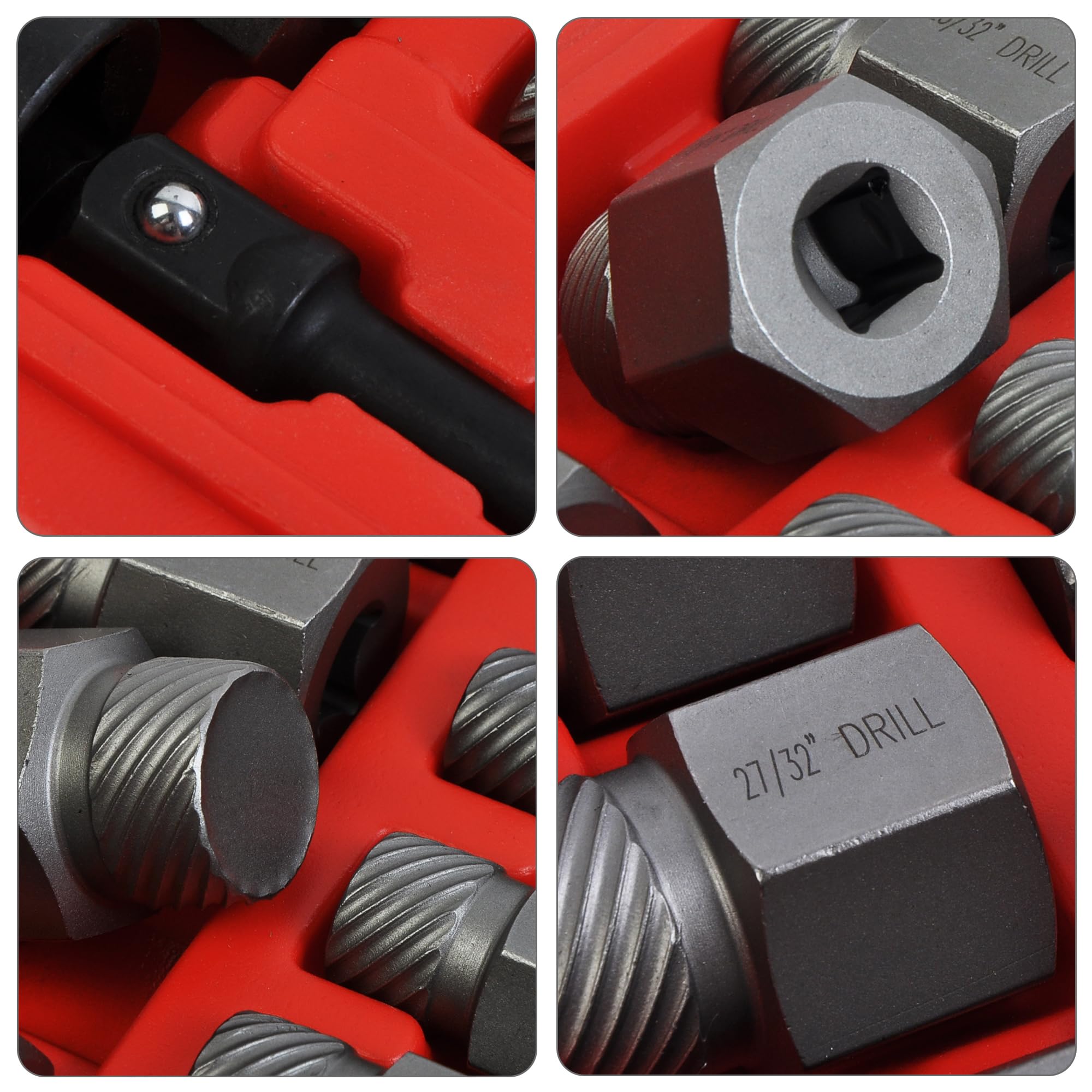 Juego de extractores de grifo de cabeza de acero, kit de 10 piezas para tornillos pelados, construcción duradera para una fácil extracción de tornillos dañados