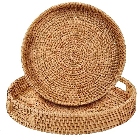 Round Rattan Serving Tray with Handles: A Sophisticated Home Decor Addition