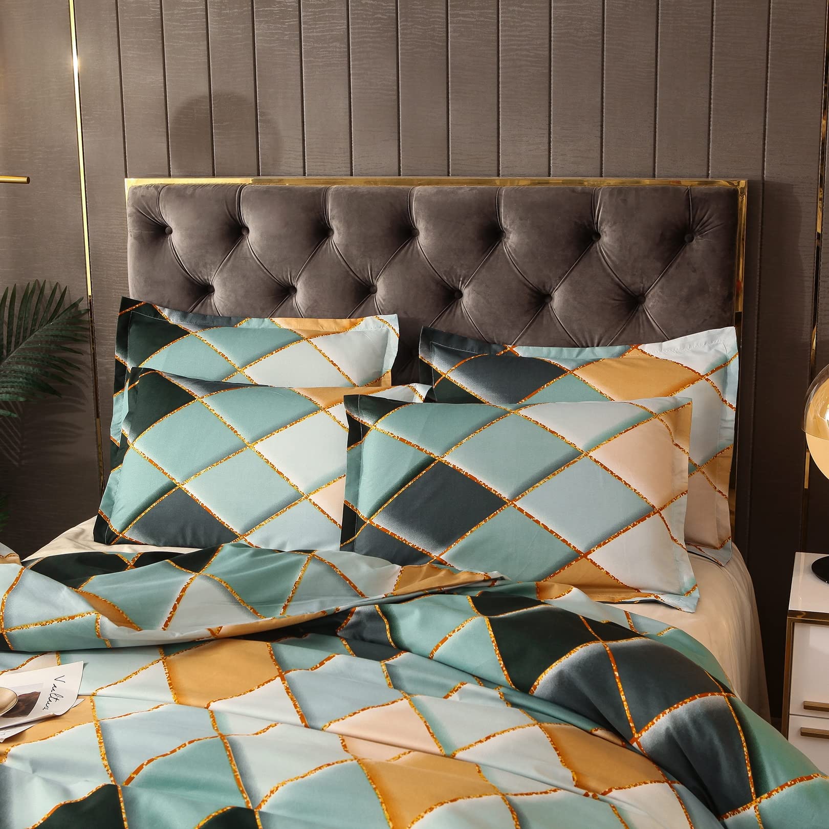ALEjon "Diseño Geométrico Contemporáneo: Juego de Ropa de Cama Doble, Microfibra, 220 x 240 cm - Incluye Funda Nórdica y 2 Fundas de Almohada