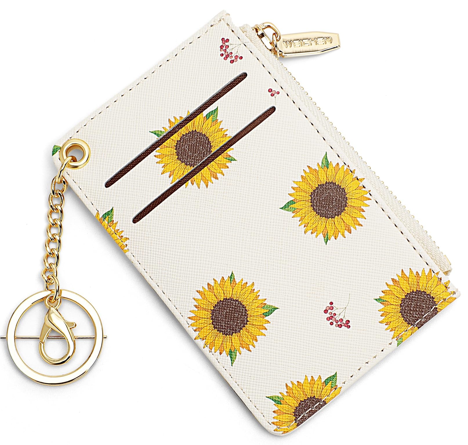 Small Wallets for Women Slim Leather Card Case Holder Wallet Coin Change Purse with Keychain