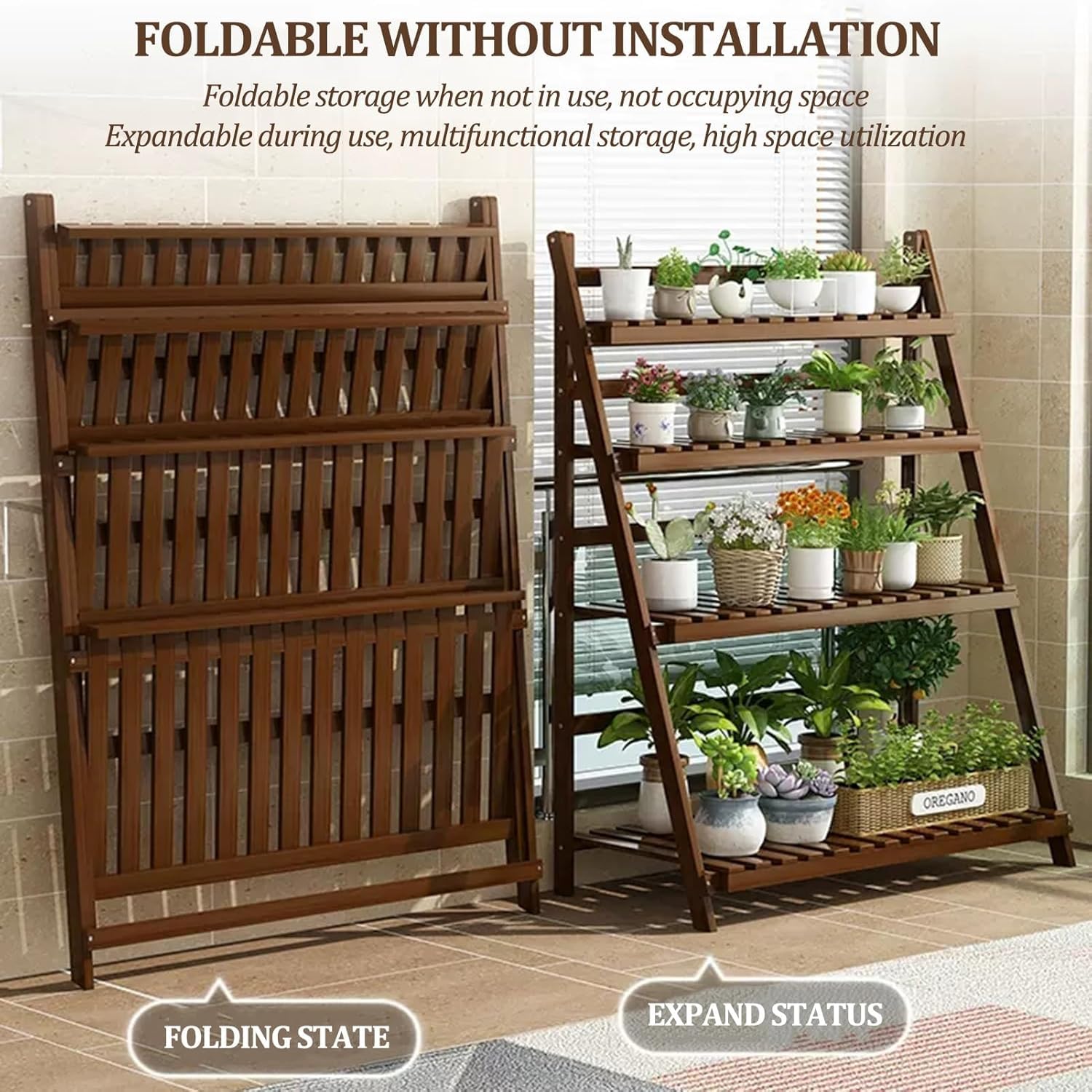 Amazon.co.jp: 調節可能な4段植物棚スタンド 屋内外用 大型多肉植物