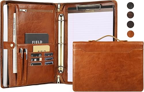 Portafolio personalizado para hombres, organizador de cartera de tamaño legal de 8.5 x 14 pulgadas, carpeta de cuero con 3 anillos, portapapeles de