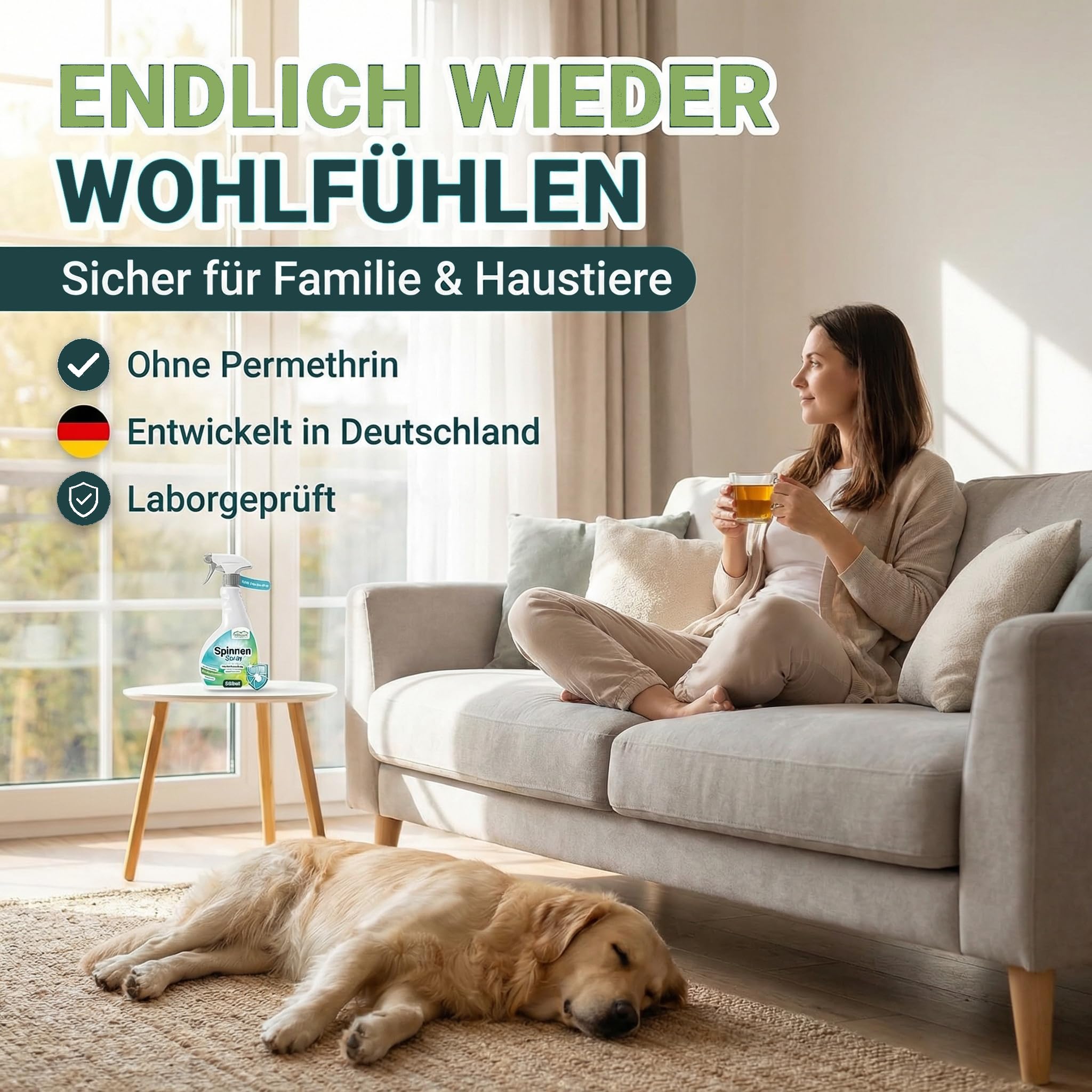 Spinnenspray 500ml Sprühflasche- Effektives Spinnen Spray zur zuverlässigen Spinnenabwehr im Haushalt - Anti Spinnenspray mit Sofortwirkung -