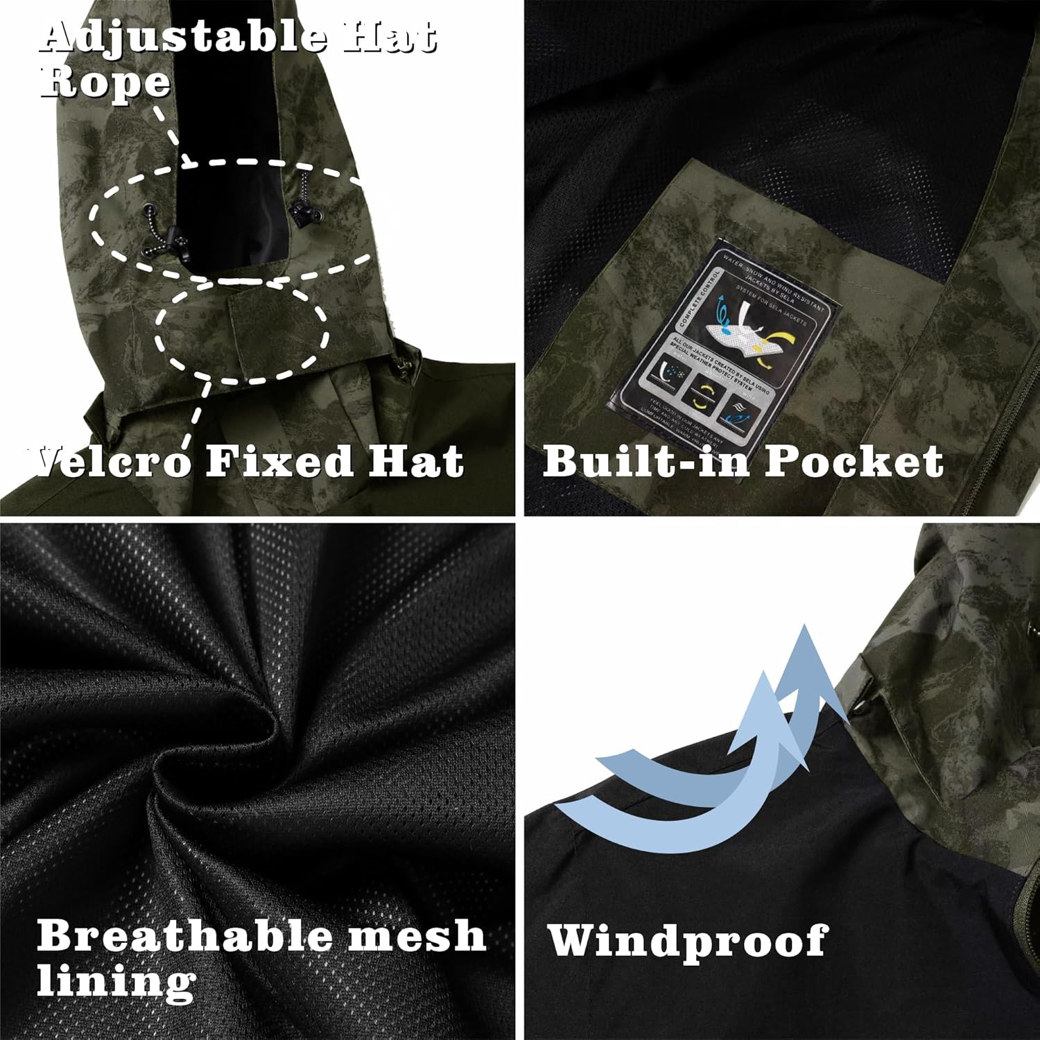 GIISAM Rain Jacket for Men, Mens Waterproof Raincoat Lightweight Rain Jackets Outdoor Rain Coat Windbreaker with Hood - Image 5