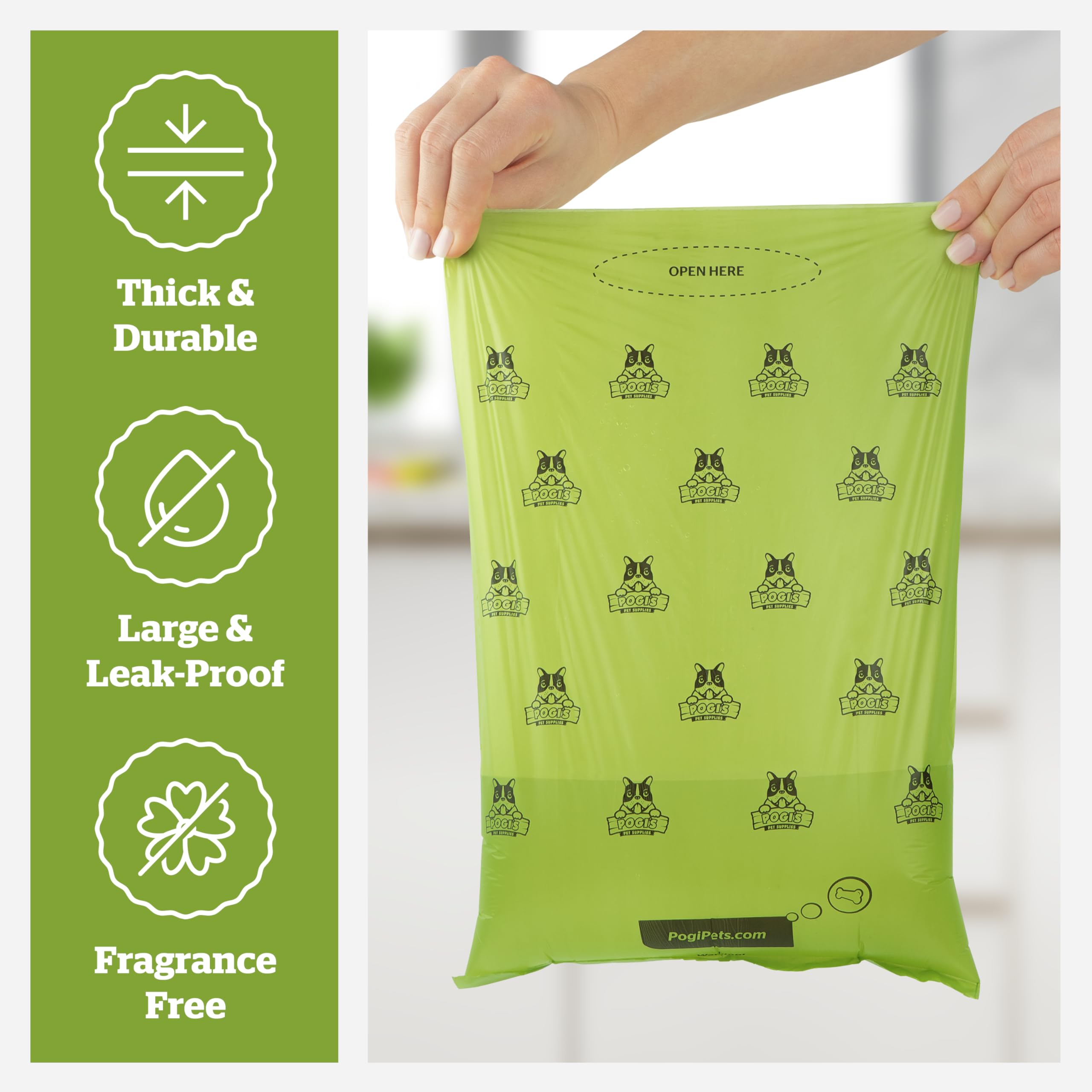 Pogi's Dog Poo Bag Holder – dozownik z metalowym karabińczykiem na smycze, zawiera 15 bezzapachowych torebek