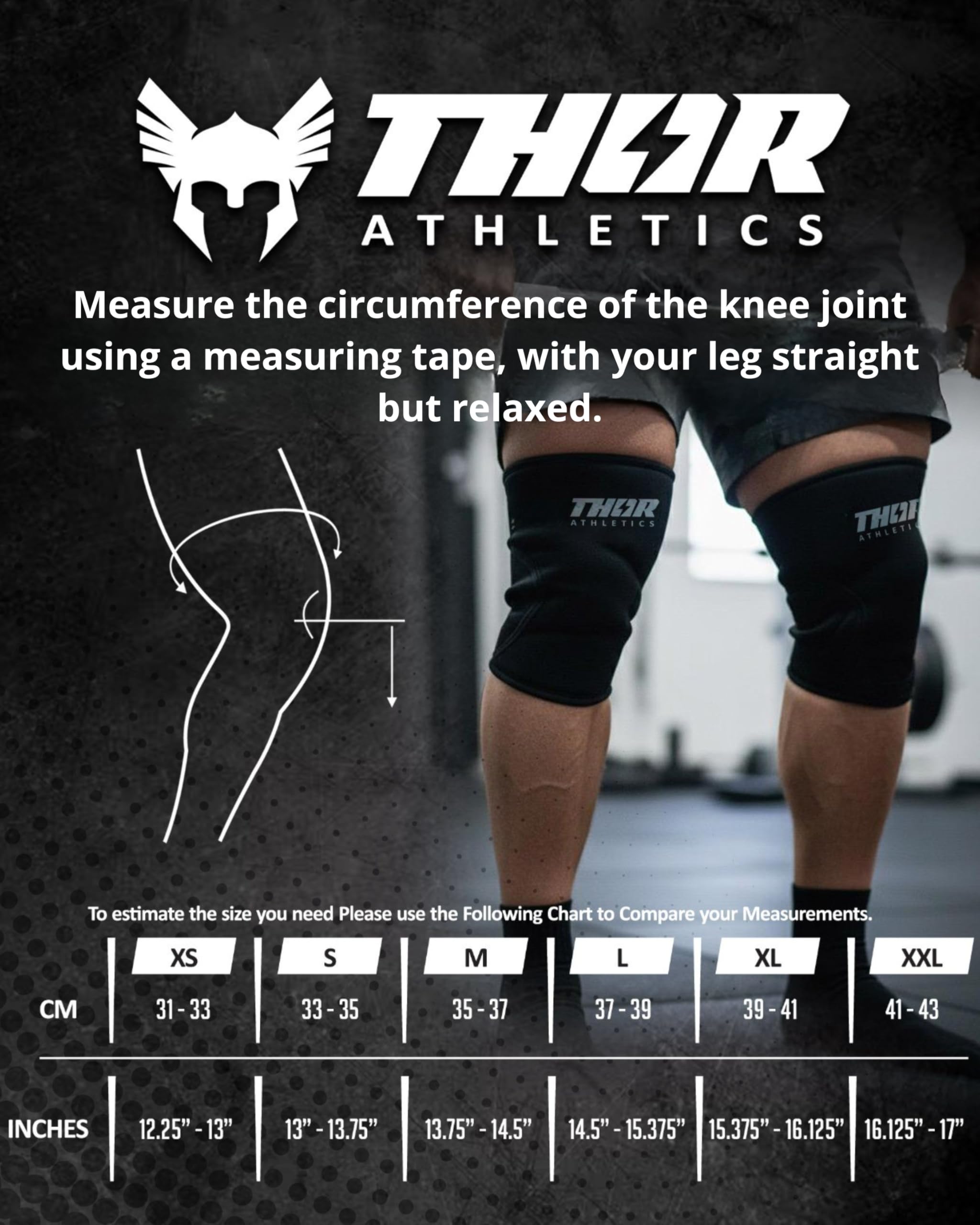 Thor Athletics - rękawy kolanowe czarne - 7 mm - akcesoria do treningu siłowego - liftingu siłowego - kulturystyka - squat