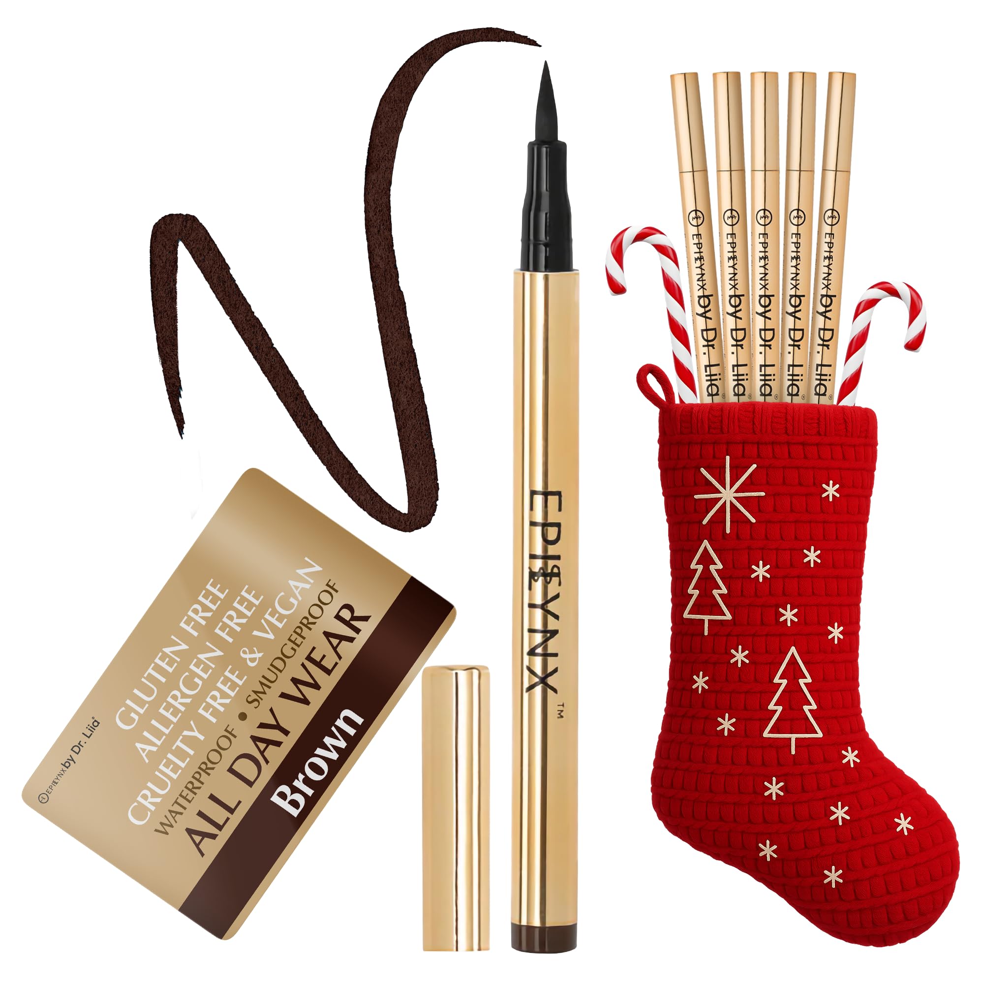 Liquid Eyeliner - Hypoallergenic Eyeliner with Fine Brush Tip, Long-Lasting Waterproof Eye Liner - Cruelty-Free, Vegan, Hypoallergenic, Gluten-Free, Smooth Application Liquid Eye Liner, Brown 2mL