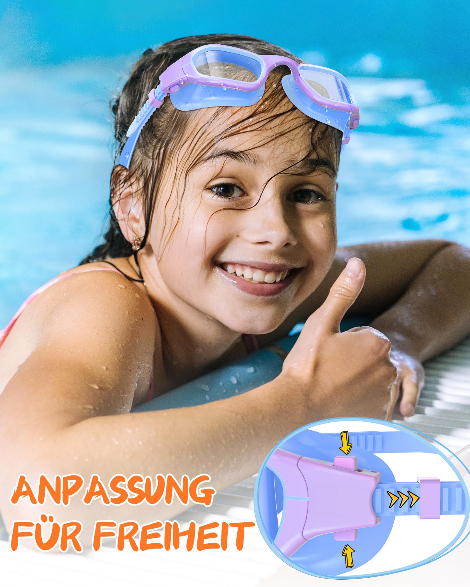 Schwimmbrille Kinder, Taucherbrille Kinder 6-14 Jahre, Anti-Beschlag UV-Schutz, Kein Auslaufen, Breite Sicht, Schwimmbrillen für Jungen, Mädchen