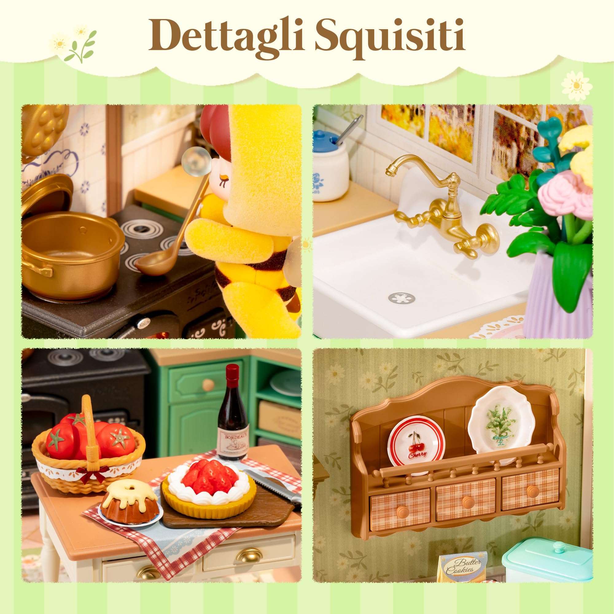 Rolife Super Creator Modellismo Casa in Miniatura da Costruire Kit Fai da te Per Adulti Kit di Costruzione di Mini Casa Scatola Espositiva Impilabile Senza Colla (Farmhouse Kitchen)