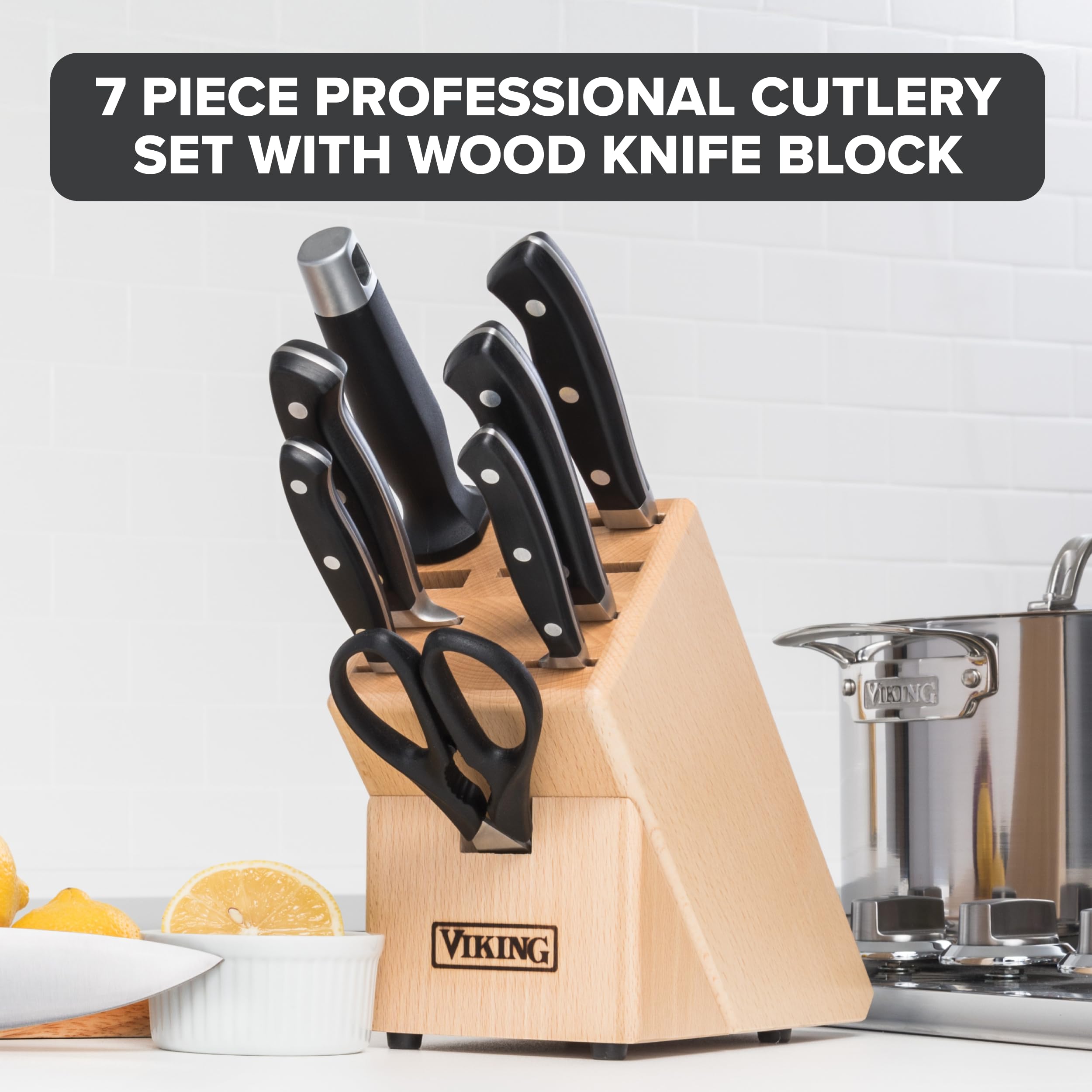 Amazon.com: Viking 7 Piece Kitchen Knife Set with Wood Block