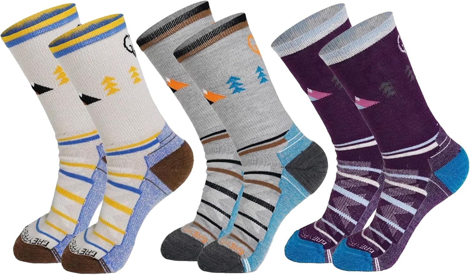 Women’s Merino Wool Hiking Socks, 3 Pairs – Cushioned Anti-Blister Wool Trekking Socks for Women