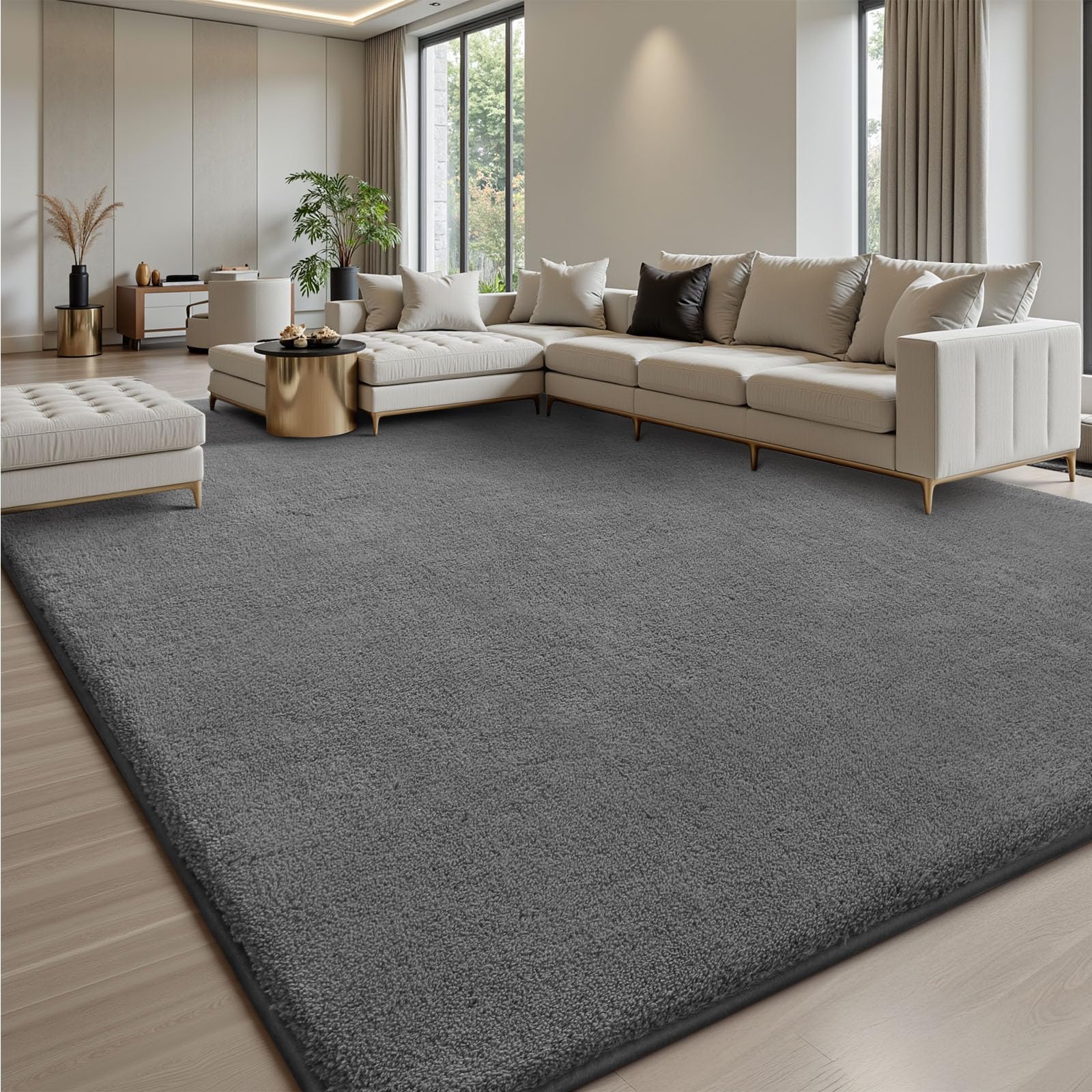 Treeboy Carpet Rugs Living Room Large 160x230, Grey Rug for Bedroom Washable Area Rugs Anti Slip Fluffy Rug Shaggy Cream Carpets Extra Large Rugs for Living Room Kids Room — image 1
