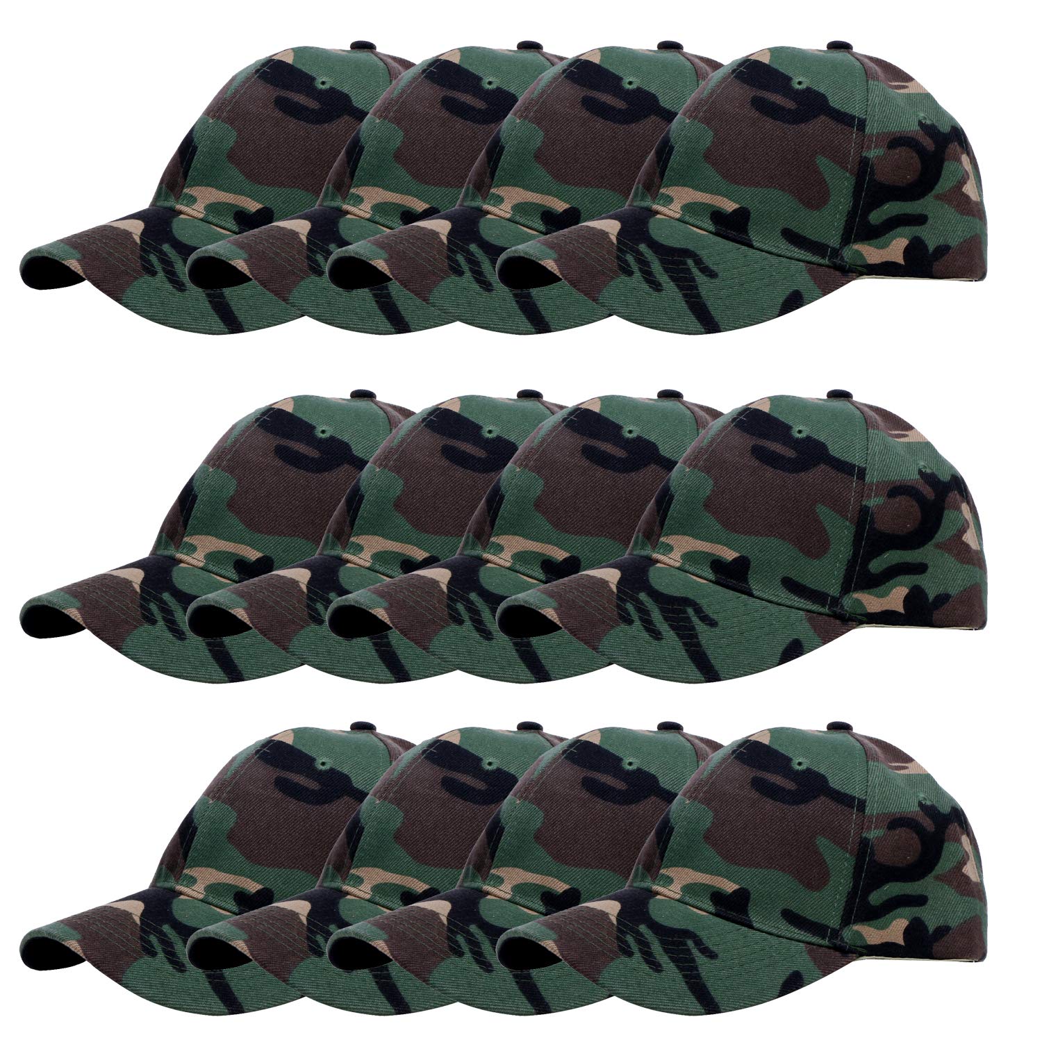 TZ Promise 12 Pack Wholesale Unisex Plain Solid Color Adjustable Baseball Caps Hats