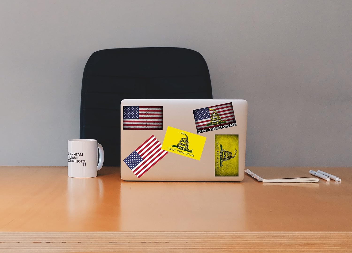 Decal Dude 50-Pack American Flag Don't Tread on Me Gadsden Distressed 5 Different Designs with 10 of Each Design Vinyl Stickers Made from Durable UV and Weather Resistant Vinyl and Laminate