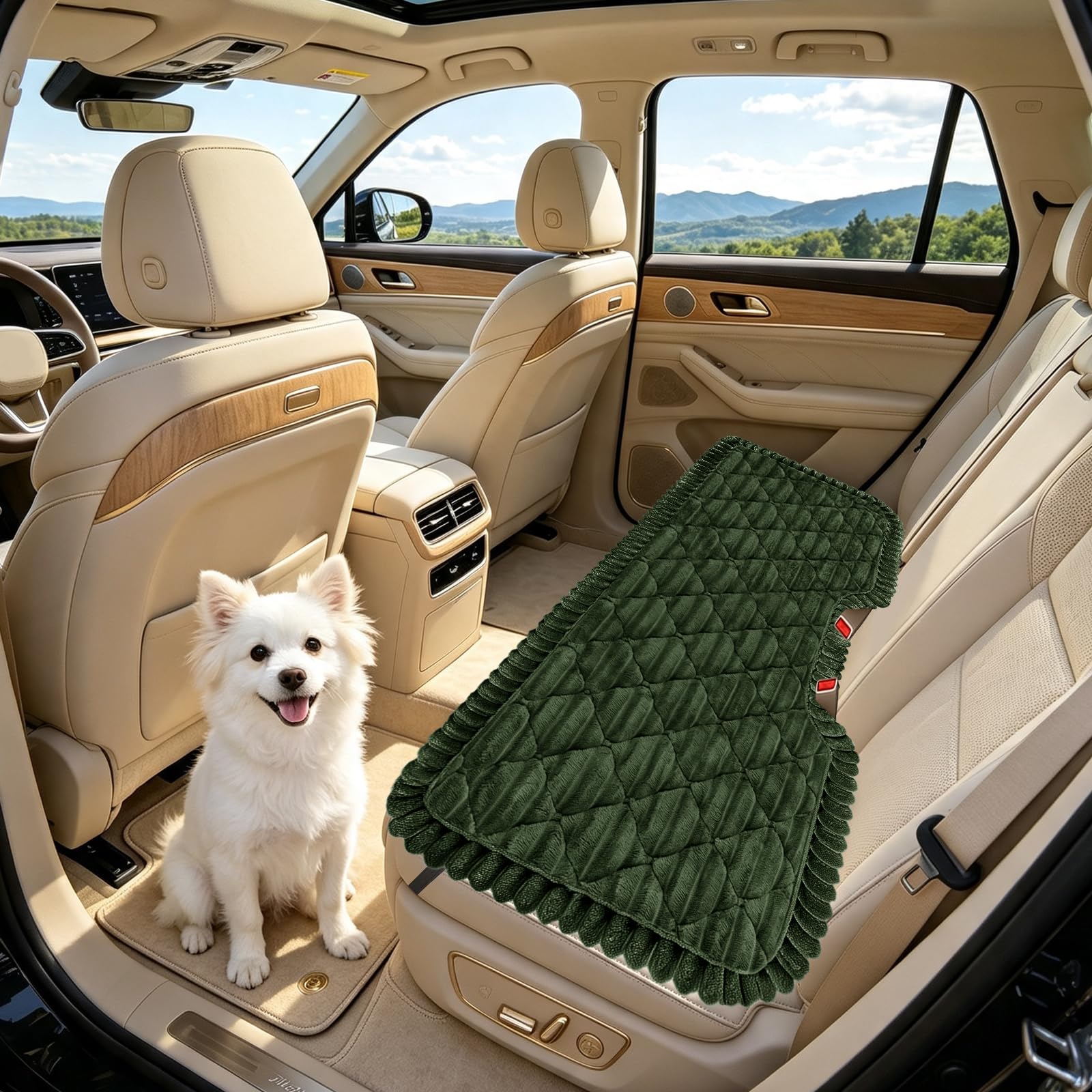 SYLC Dog Bed for Car Back Seat, Non-Slip Car Seat Cushion Cover Soft Plush
