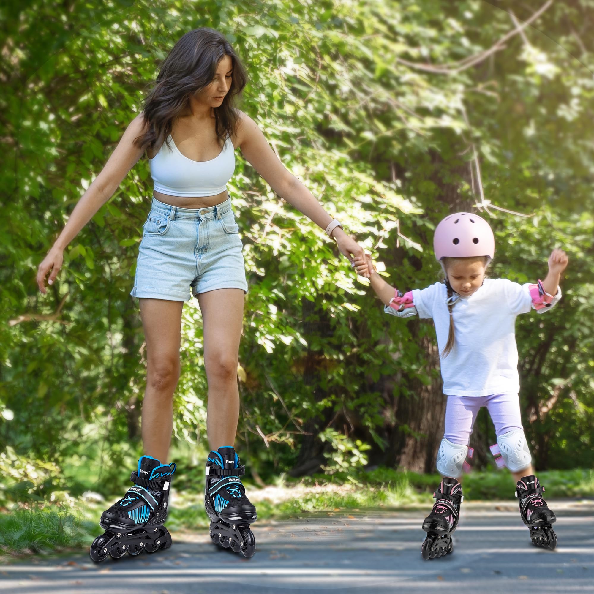 TaroKitc Inliner für Kinder Jugendliche und Damen/Herren, 4 Größen Verstellbare Inline Skates für Mädchen Jungen, Jugendliche Anfänger Inline Rollschuhe in den Größen 30–45
