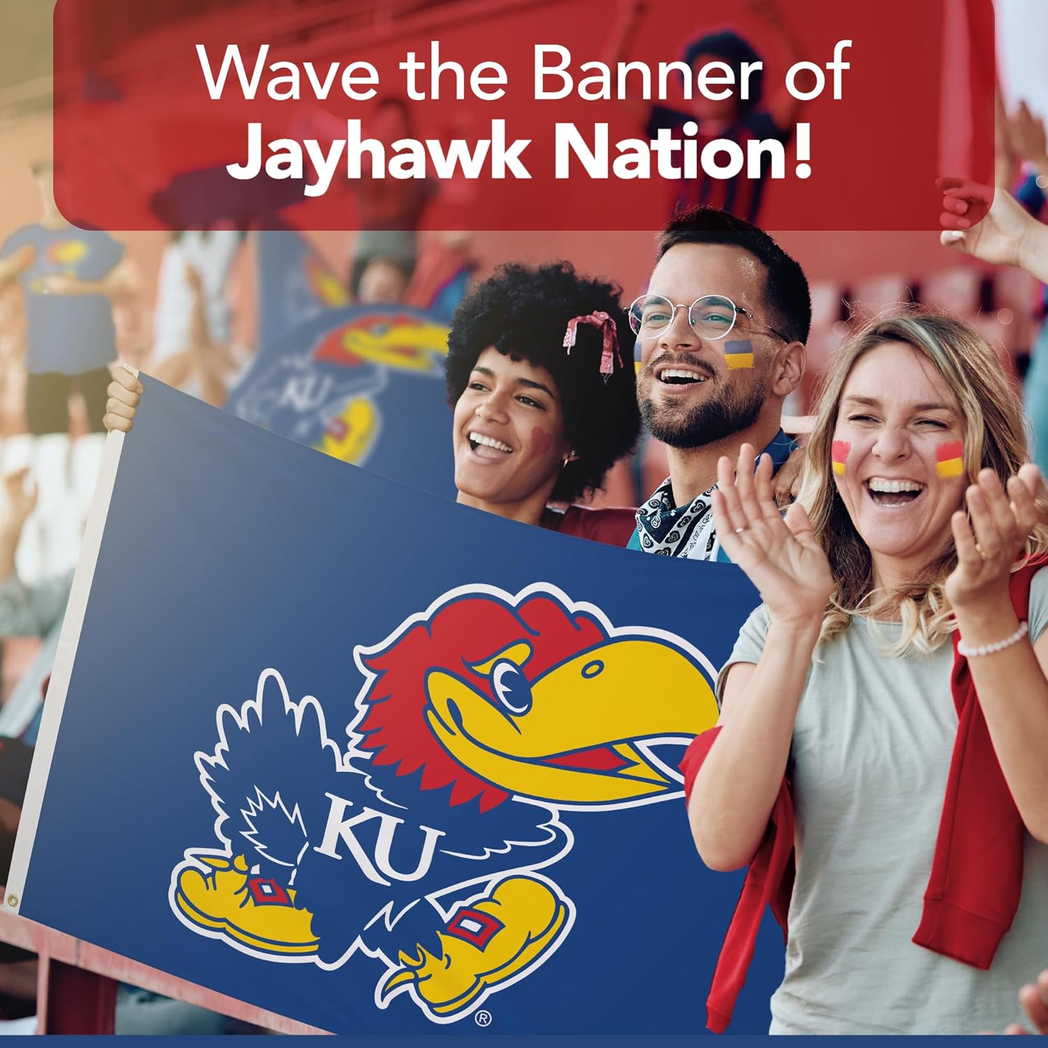 Kansas Jayhawks College Sports Printed Flag - NCAA Licensed - Nylon - School Banner (Blue) (3' x 5') - Image 6