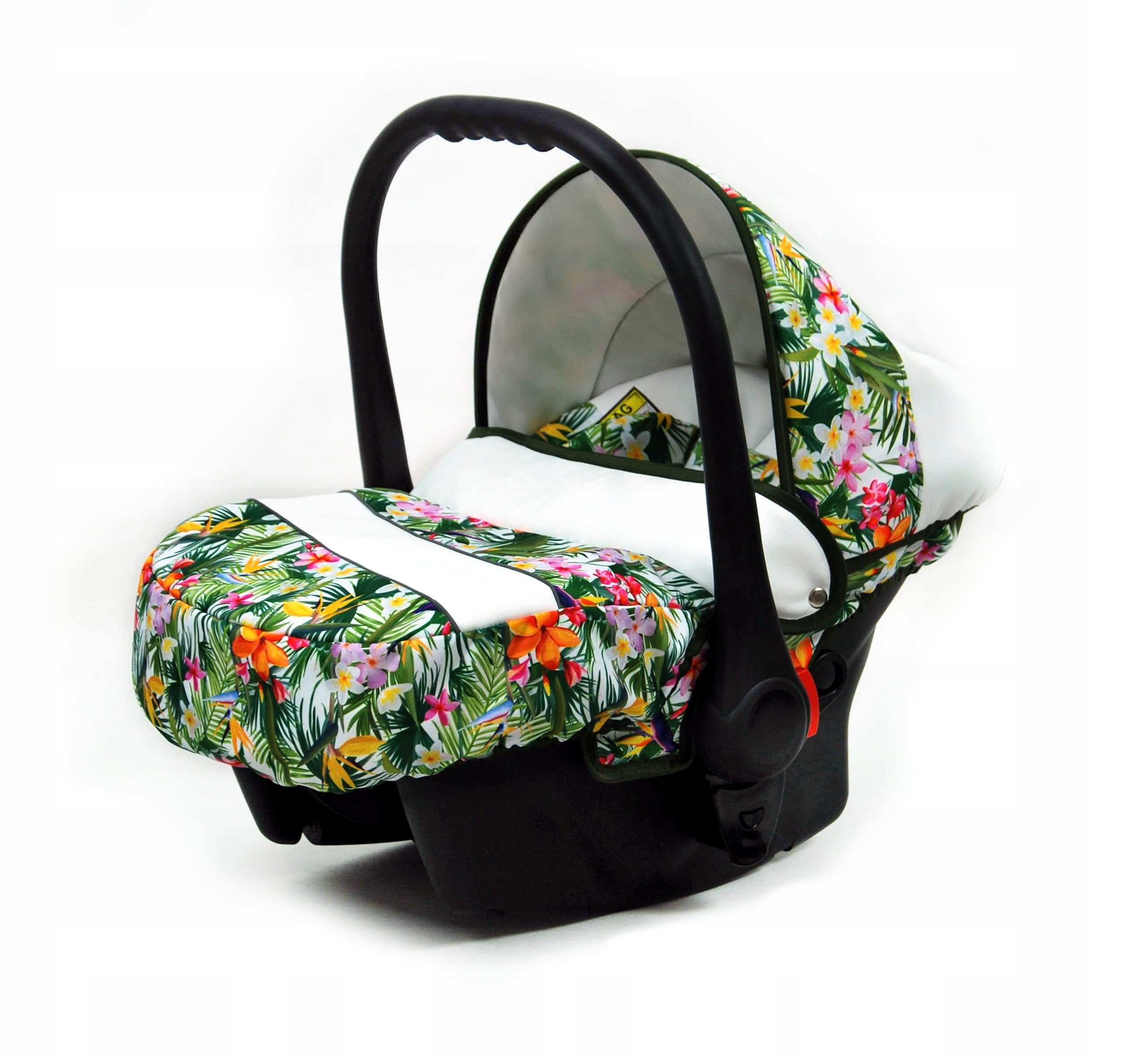 BabyLux® Wózek dziecięcy kompletny zestaw 4 w 1 - tropikalny - w tym gondola dla niemowląt, wędka, fotelik samochodowy, podstawa ISOFIX - system kombinowany dla niemowląt, z torbą do przewijania itp.