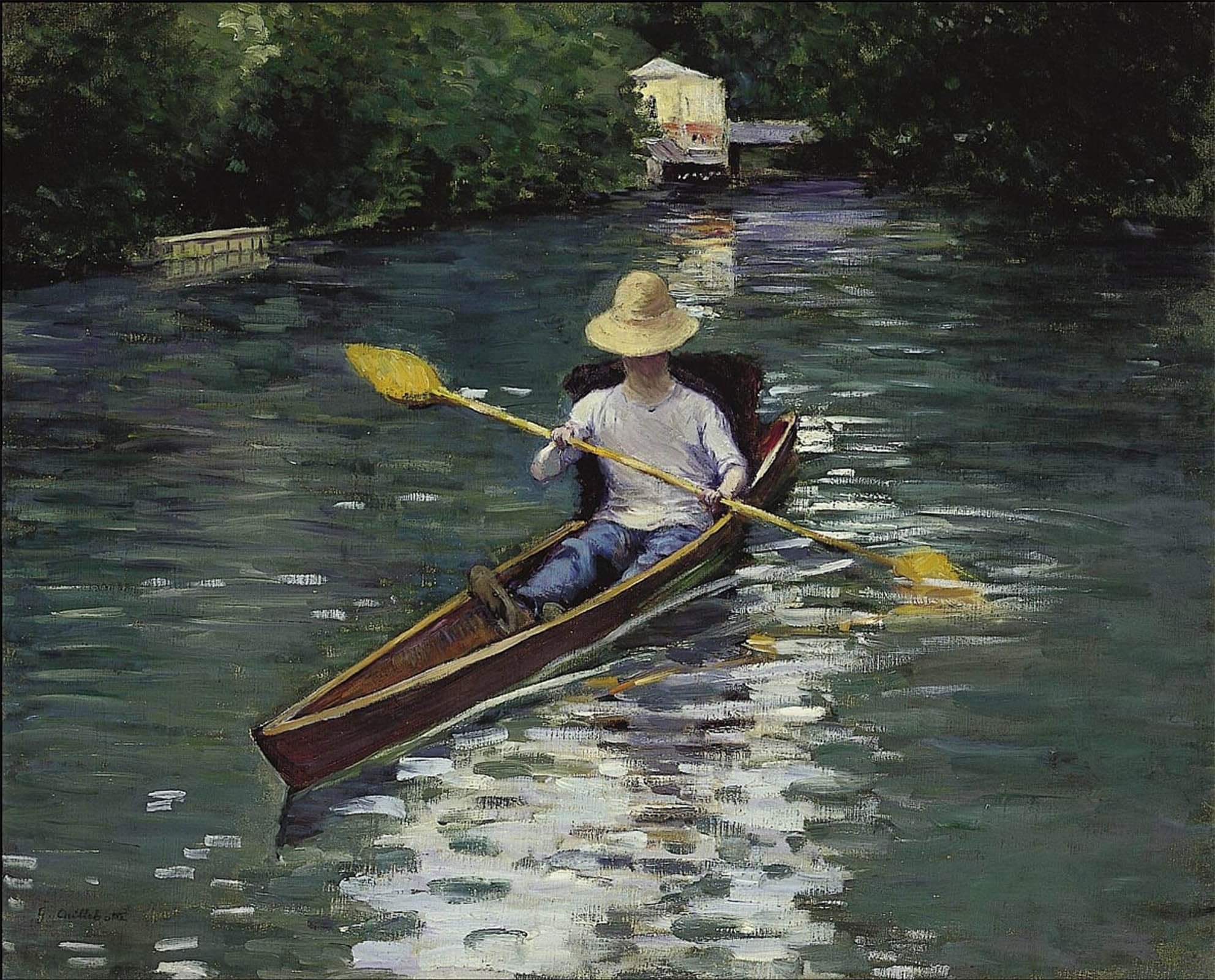 POSTERIIk Famous Modern Artwork Art Mural Canoeing on the River Yerres by Gustave Caillebotte Oil Paintings Pictures for Home Decor 60x90cm
