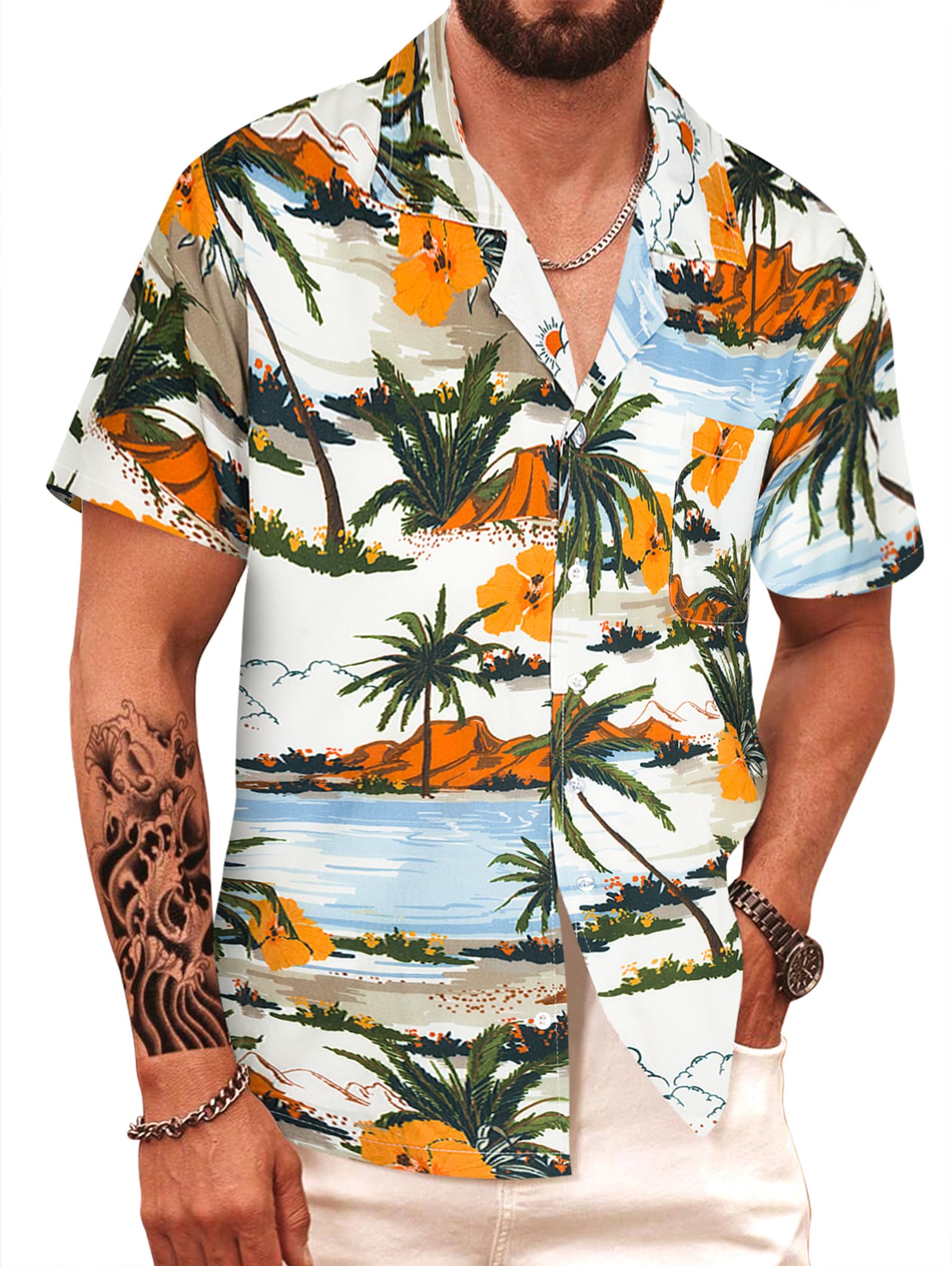 APTRO Camisa Hawaiana Hombre Camisas Hombre Manga Corta de Funky Vacaciones de Aloha Verano Playa Casual Camiseta S-5XL