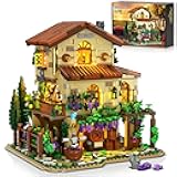 Winery Chateau House Building Set with Lights, Vineyard Castle Construction Model Home Decor, 1826 PCS Vine Estate Autumn Cabin Building Block Kit, Birthday Gift for Adults Teens Boys Girls