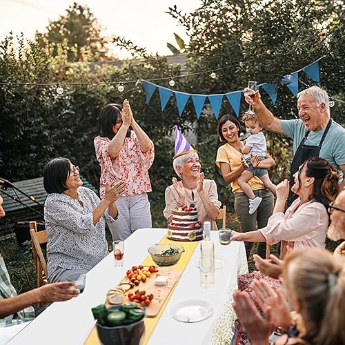 Miniatura 7 de Paquete de 20 manteles de plástico desechables y satinados, mantel desechable blanco rectangular y dorado para cumpleaños, baby shower, aniversario,