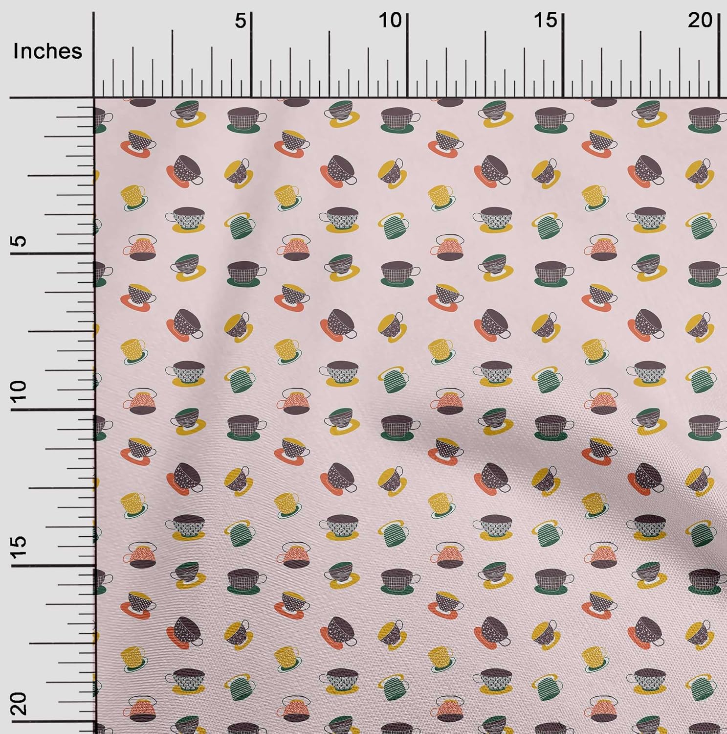 oneOone Polyester Spandex Light Pink Fabric Utensils Tea Cups Quilting Supplies Print Sewing Fabric by The Yard 56 Inch Wide