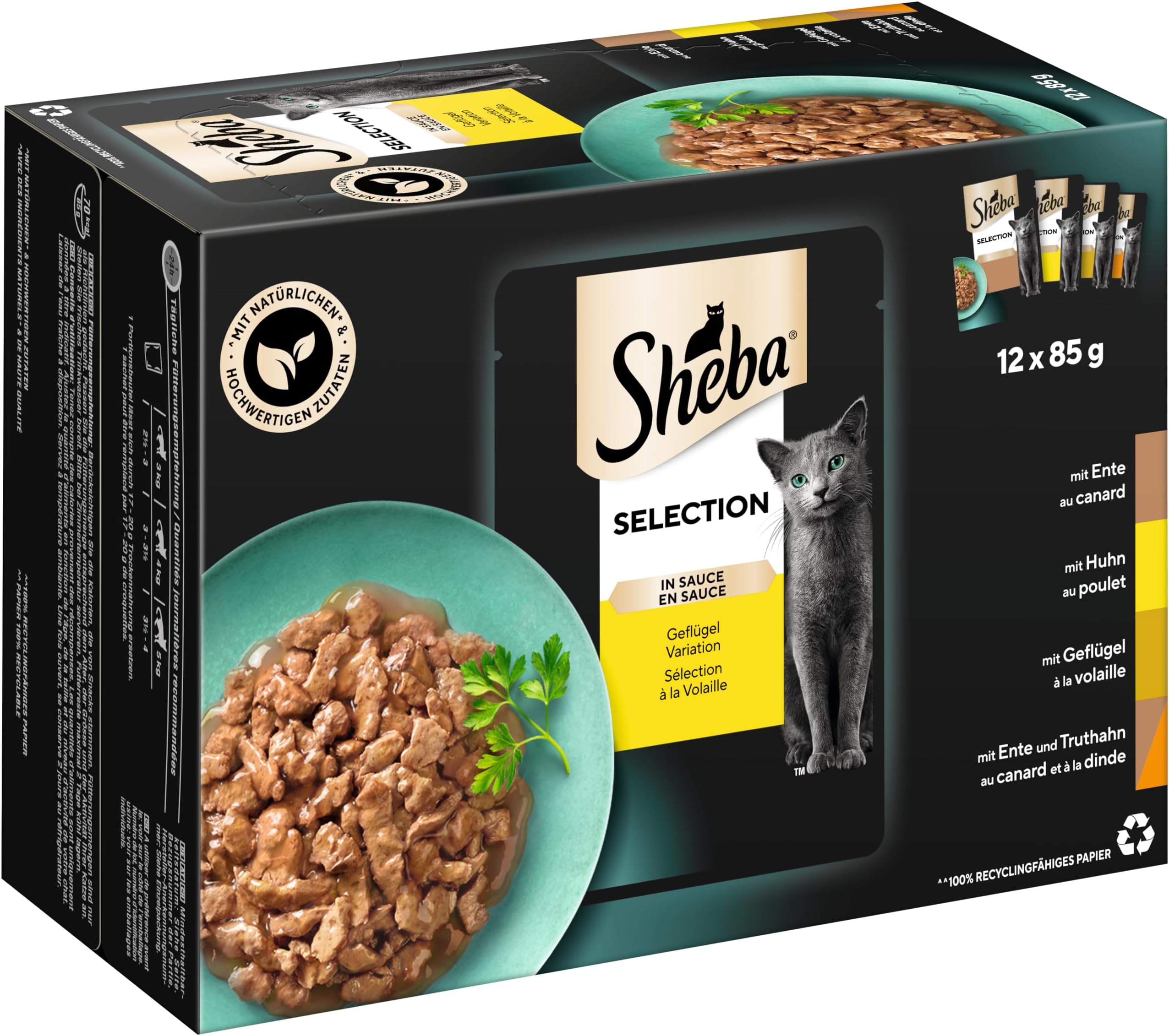 Sheba Perfect Portions Katzenfutter 48 Schalen - Huhn Pastete, 6x8 Packungen à 37,5g
