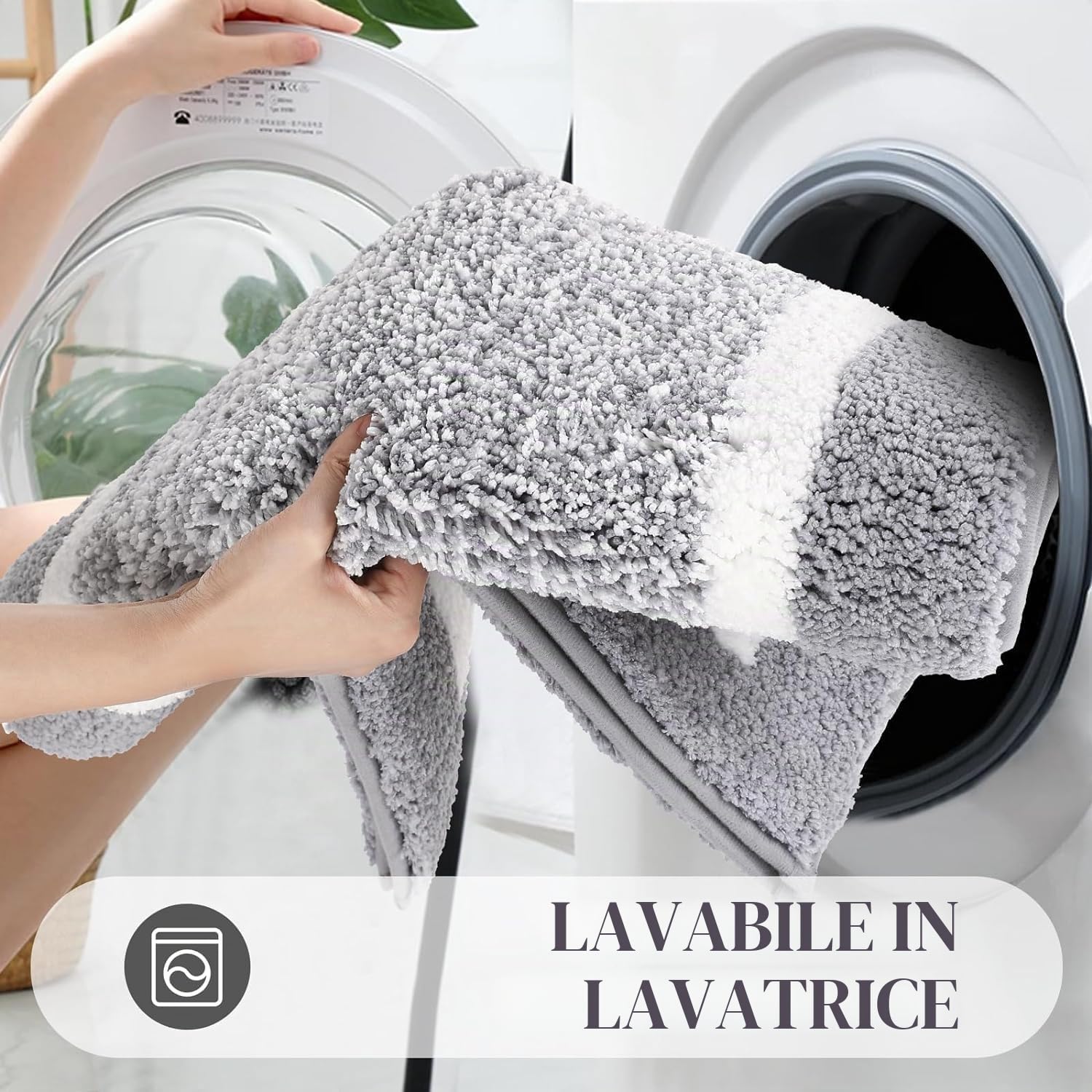 Pauwer Tappeto Bagno 3 pezzi, Morbido Tappeto Doccia Super Assorbente, Tappetino Bagno Antiscivolo, Lavabile in Lavatrice, Peloso Tappetino Doccia in Microfibra, a Forma di U, Tappetini Bagno per Wc