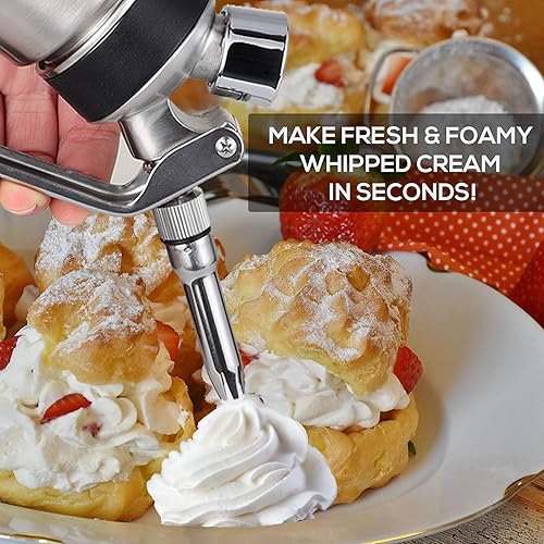 Miniatura 2 de OCTANDRA Dispensador profesional de crema batida  1 pinta de acero inoxidable para batir crema  Sifón para batir  Máquina de crema batida con 3